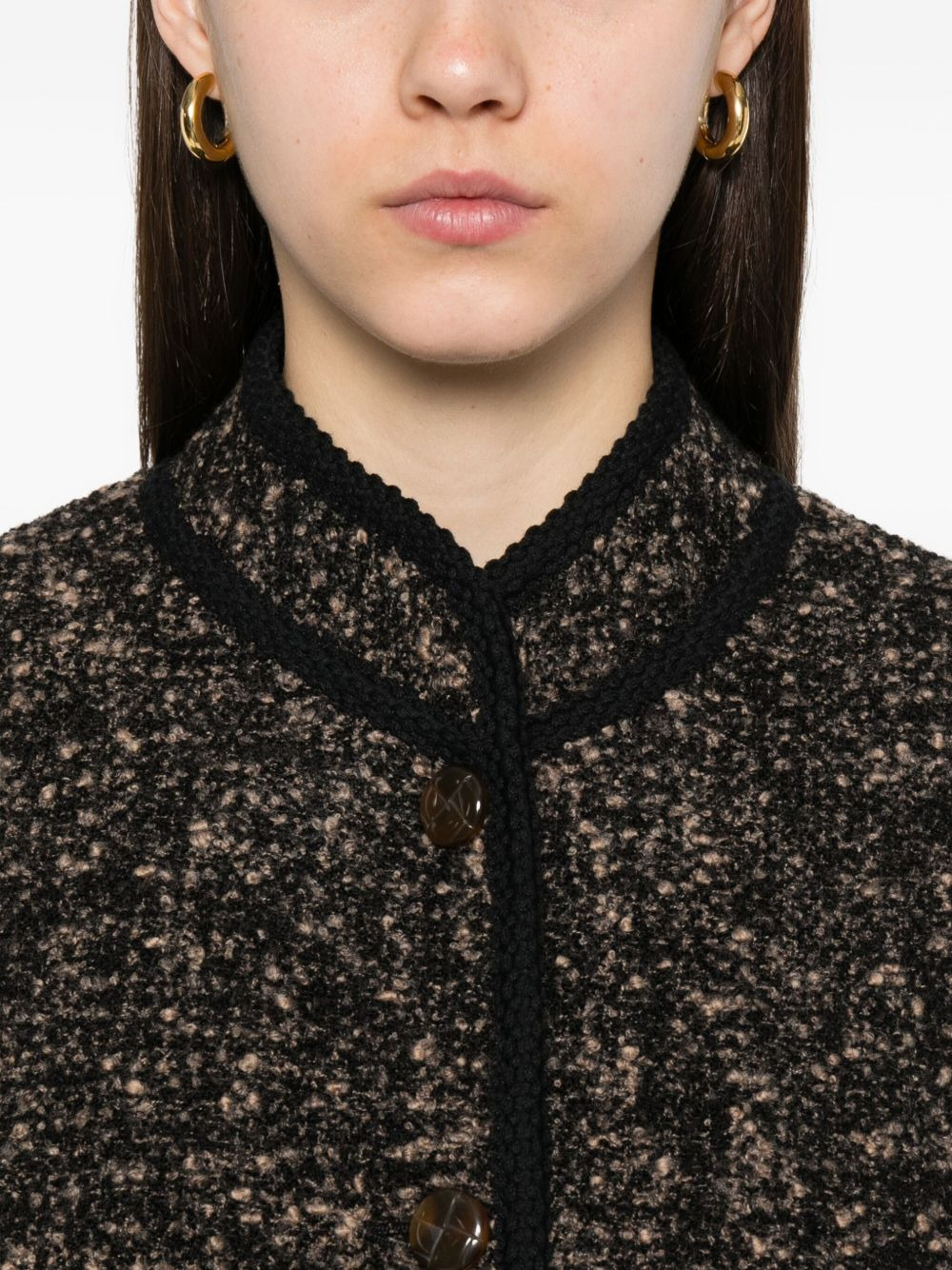 tweed button-fastening jacket - 5
