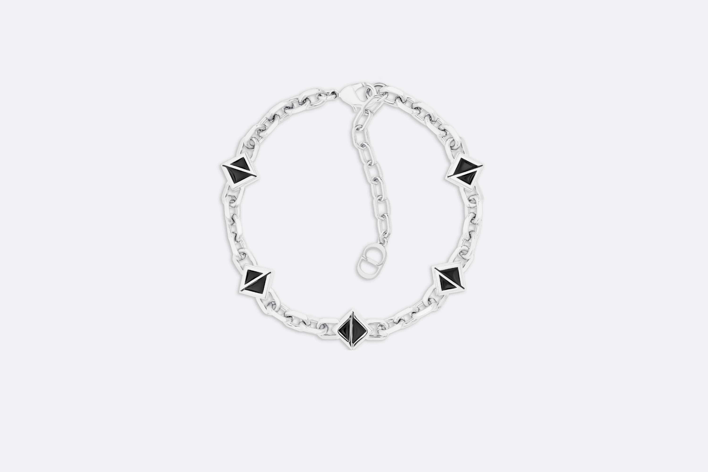 CD Icon Thin Chain Link Bracelet Silver