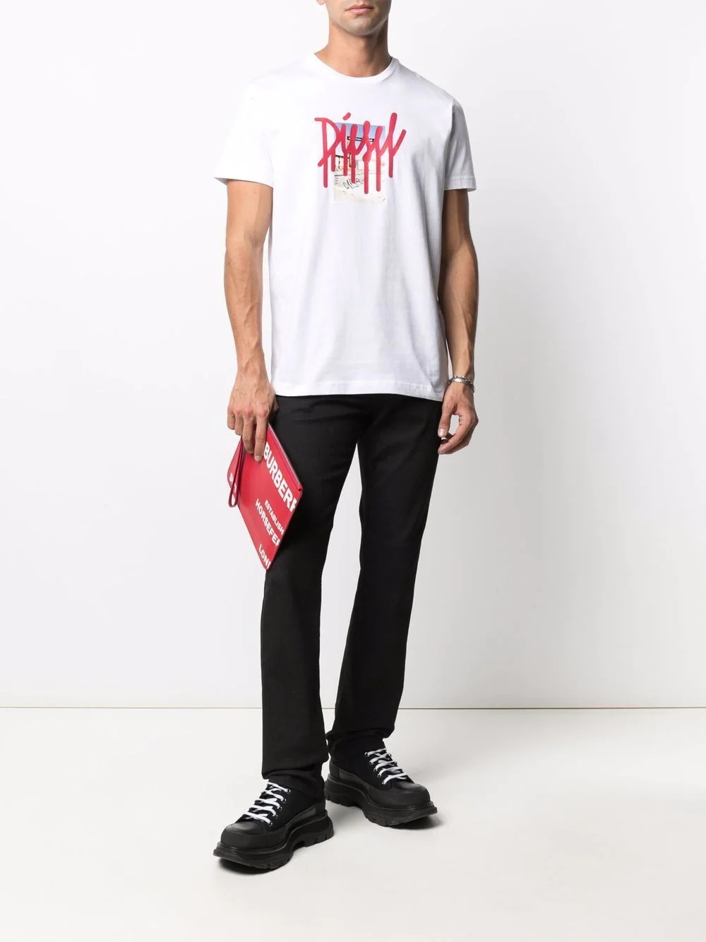 drip-effect logo print T-shirt - 2