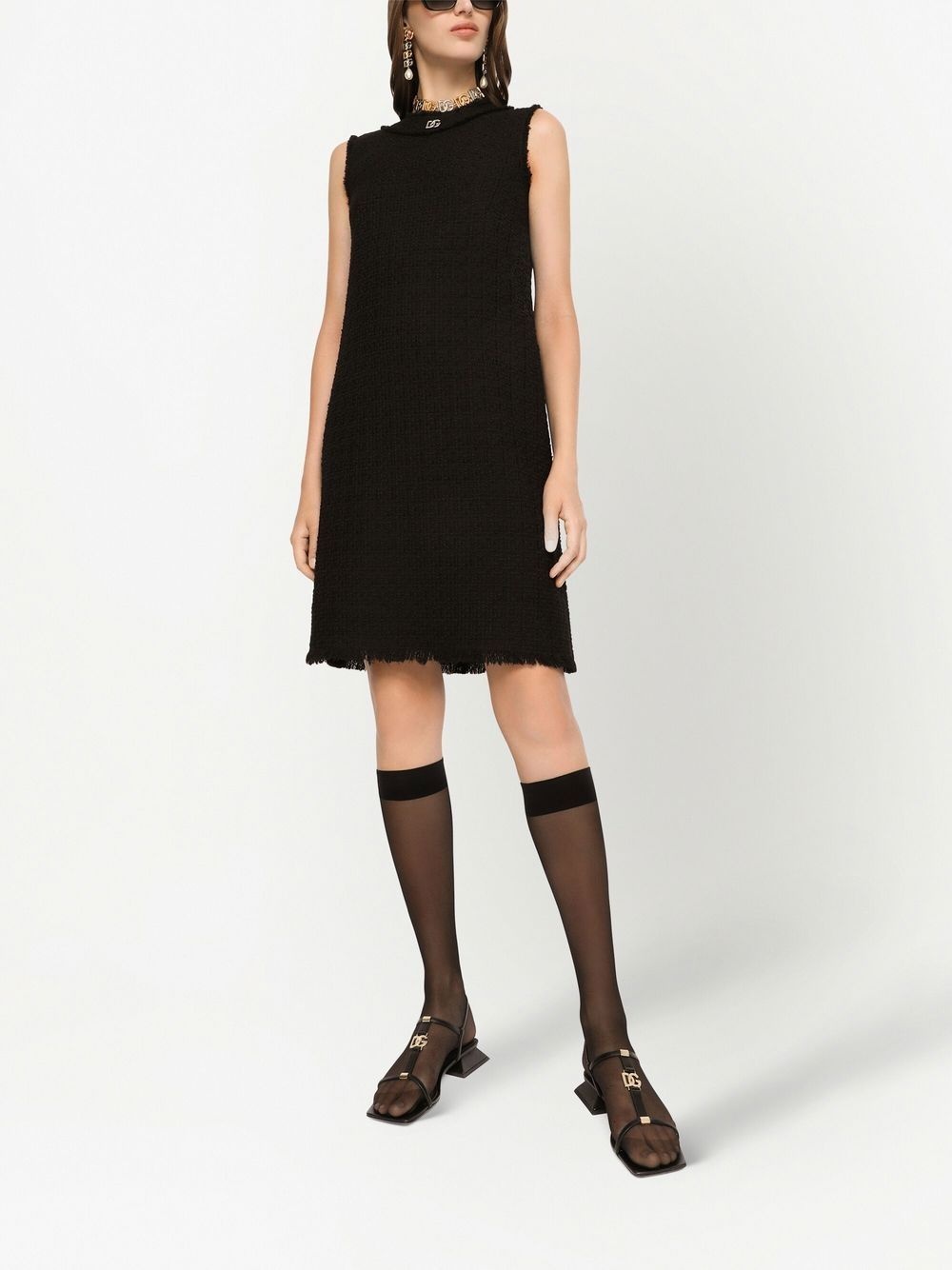 logo-plaque crew-neck shift dress - 2
