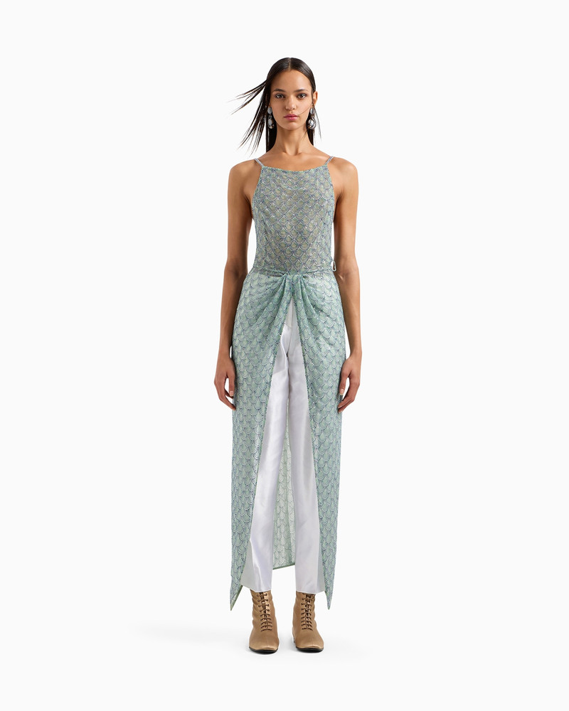 GIORGIO ARMANI Embroidered-tulle long dress outlook
