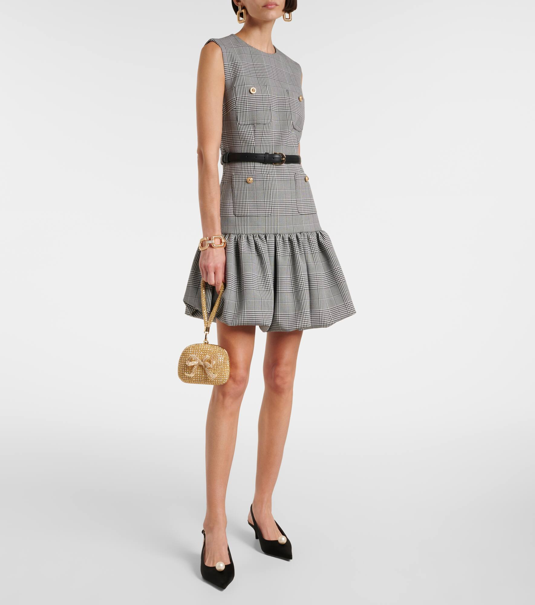 Belted Prince of Wales check minidress - 2