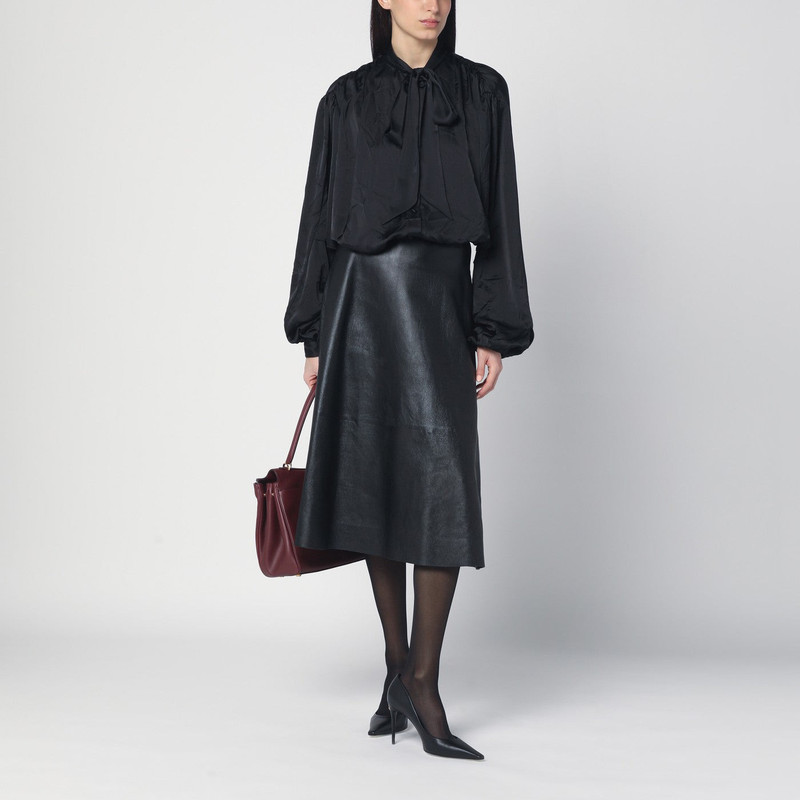 BALENCIAGA Black satin blouse with bow outlook