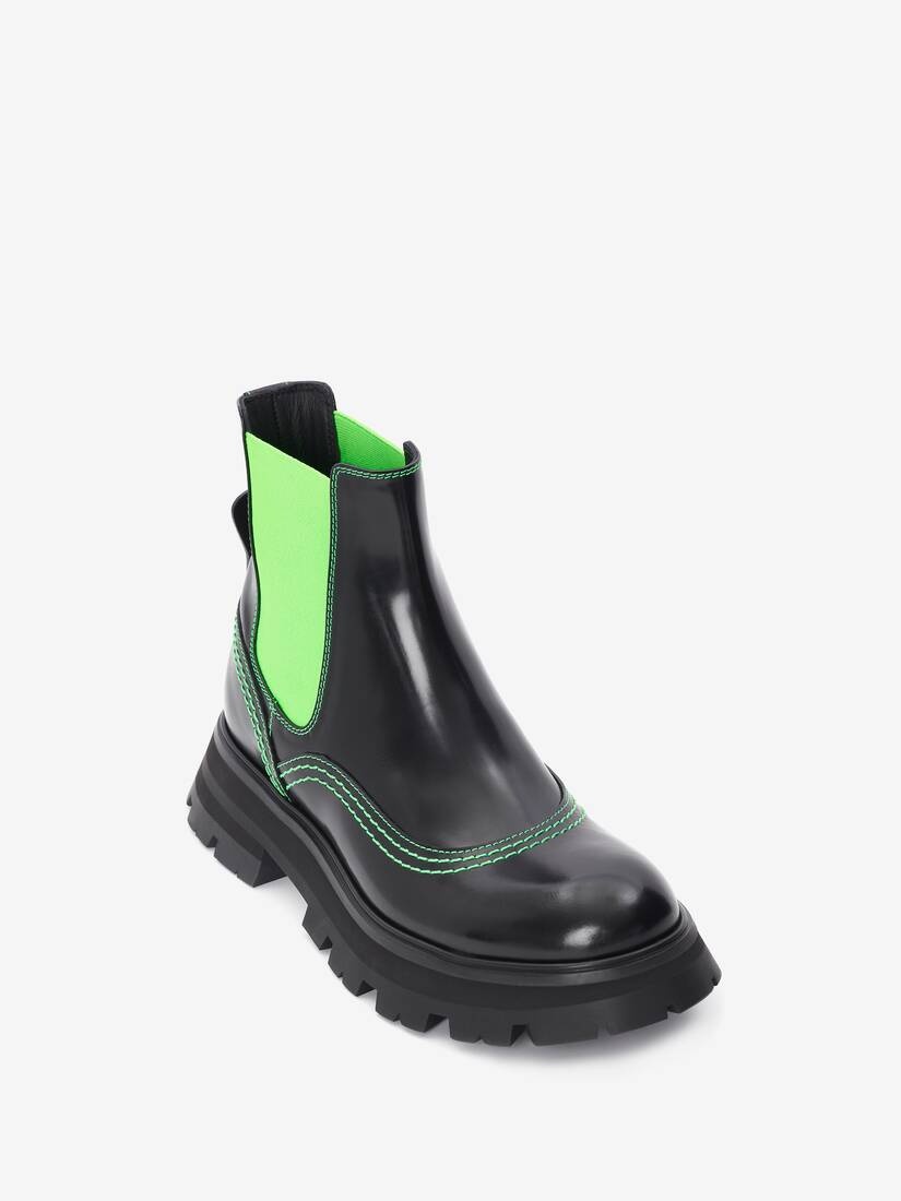 Women's Wander Chelsea Boot in Black/acid Green - 2