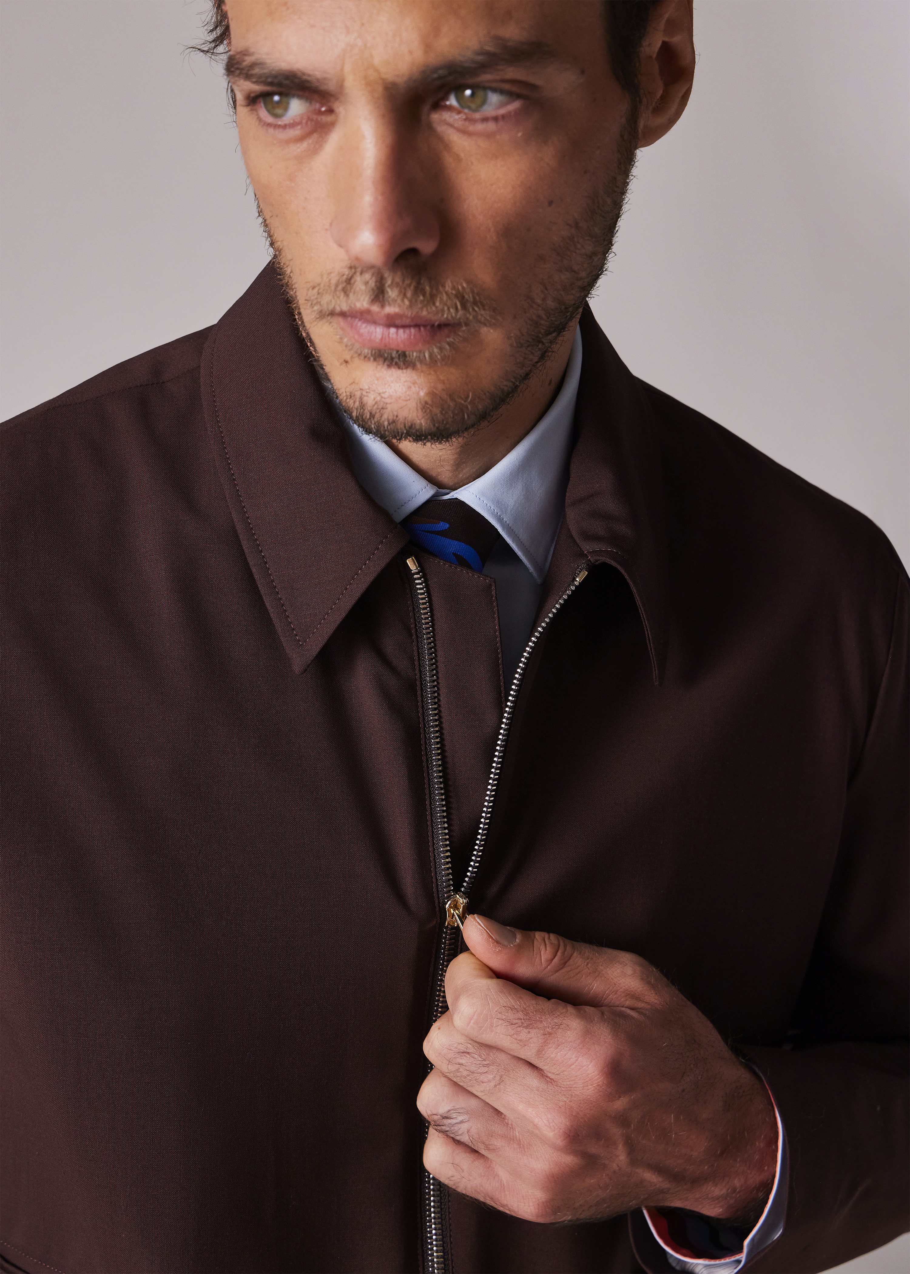 Burgundy 'Storm System' Wool Short Zip Jacket - 5