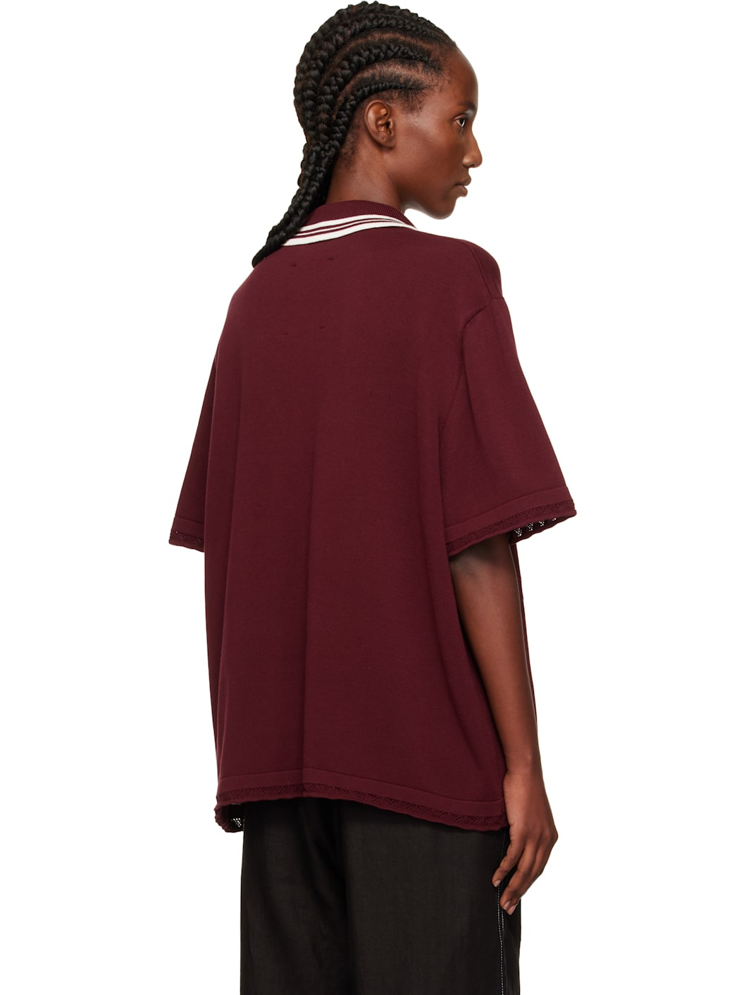 Burgundy Organic Cotton Pointelle Polo - 3