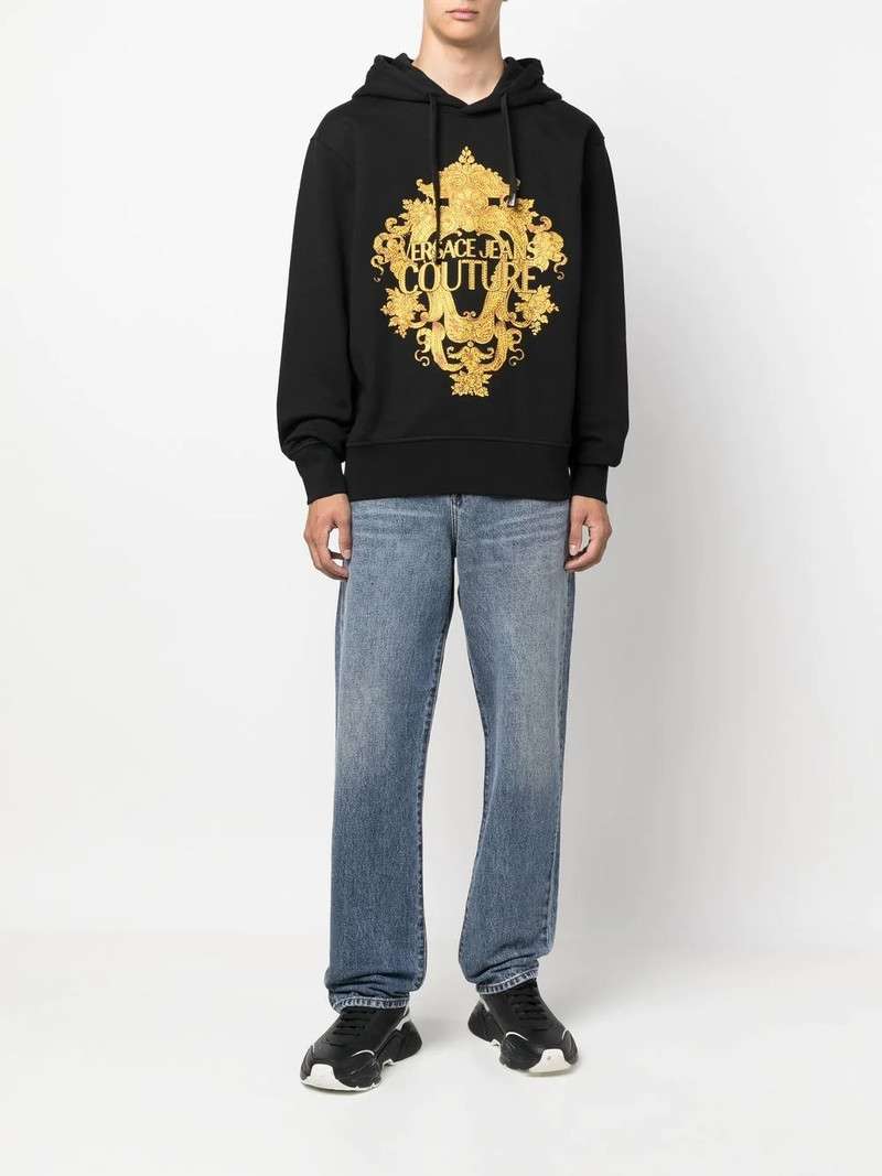 VERSACE JEANS COUTURE logo-print cotton hoodie outlook