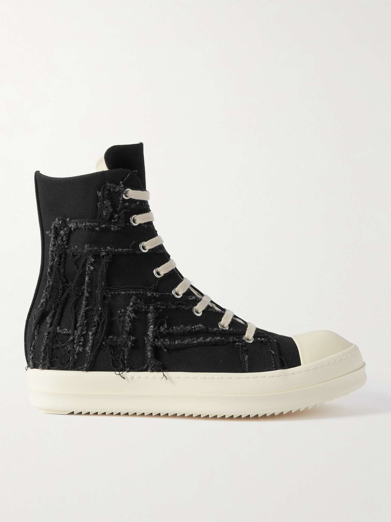 Distressed Denim High-Top Sneakers - 1
