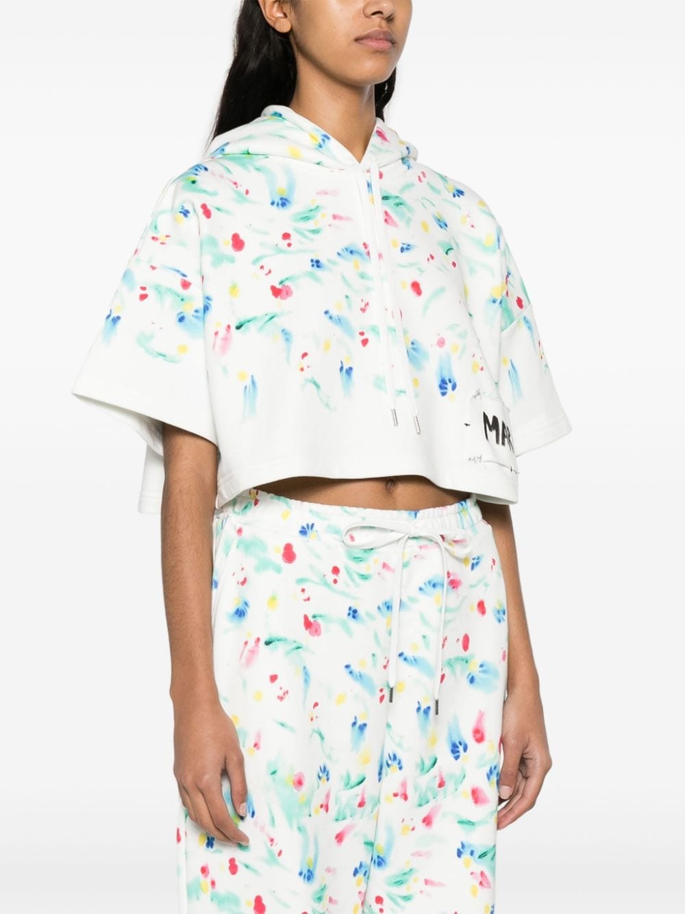 floral-print cotton hoodie - 3