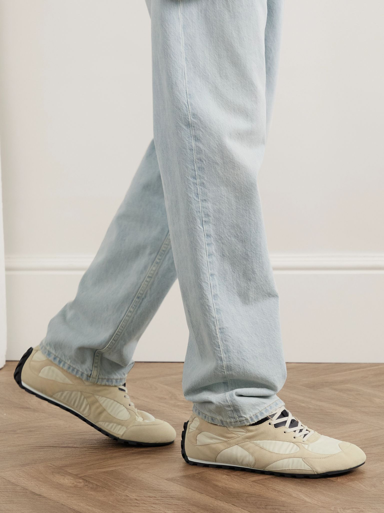 Orbit Leather and Shell-Trimmed Suede Sneakers Neutral - 2