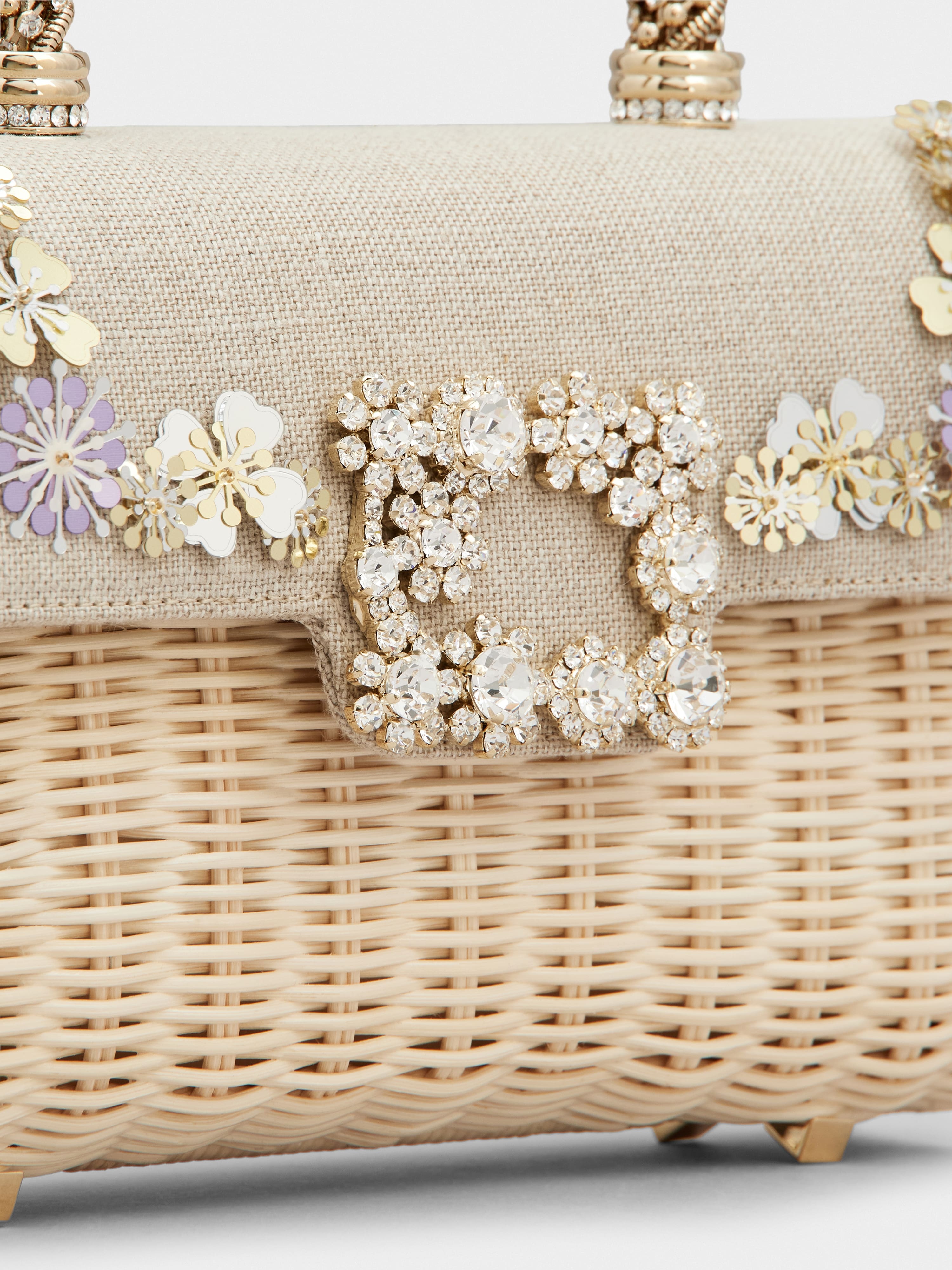 Jewel Efflorescence Mini Bag in linen and rattan - 7
