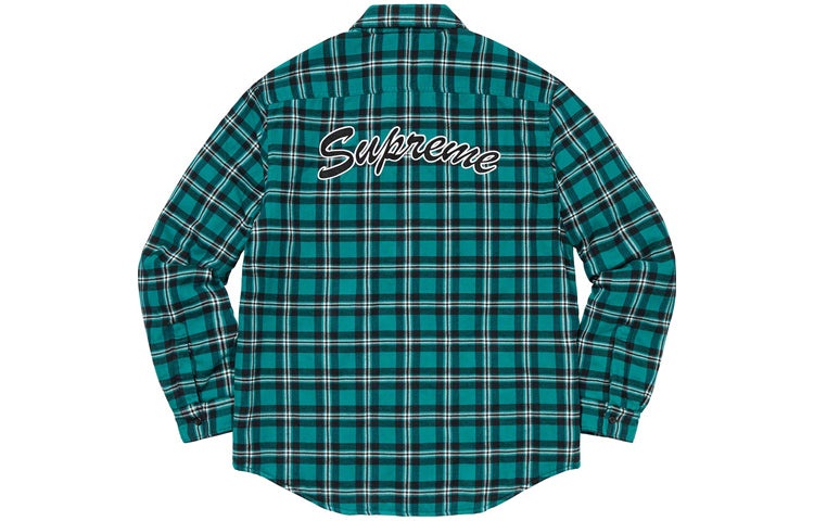 Supreme FW19 Week 17 Arc Logo Quilted Flannel Shirt logo 'Green' SUP-FW19-10957 - 2