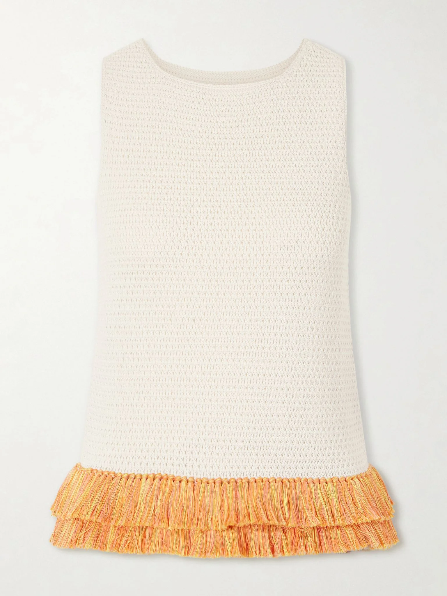 Amada fringed crocheted cotton tank Ivory - 1