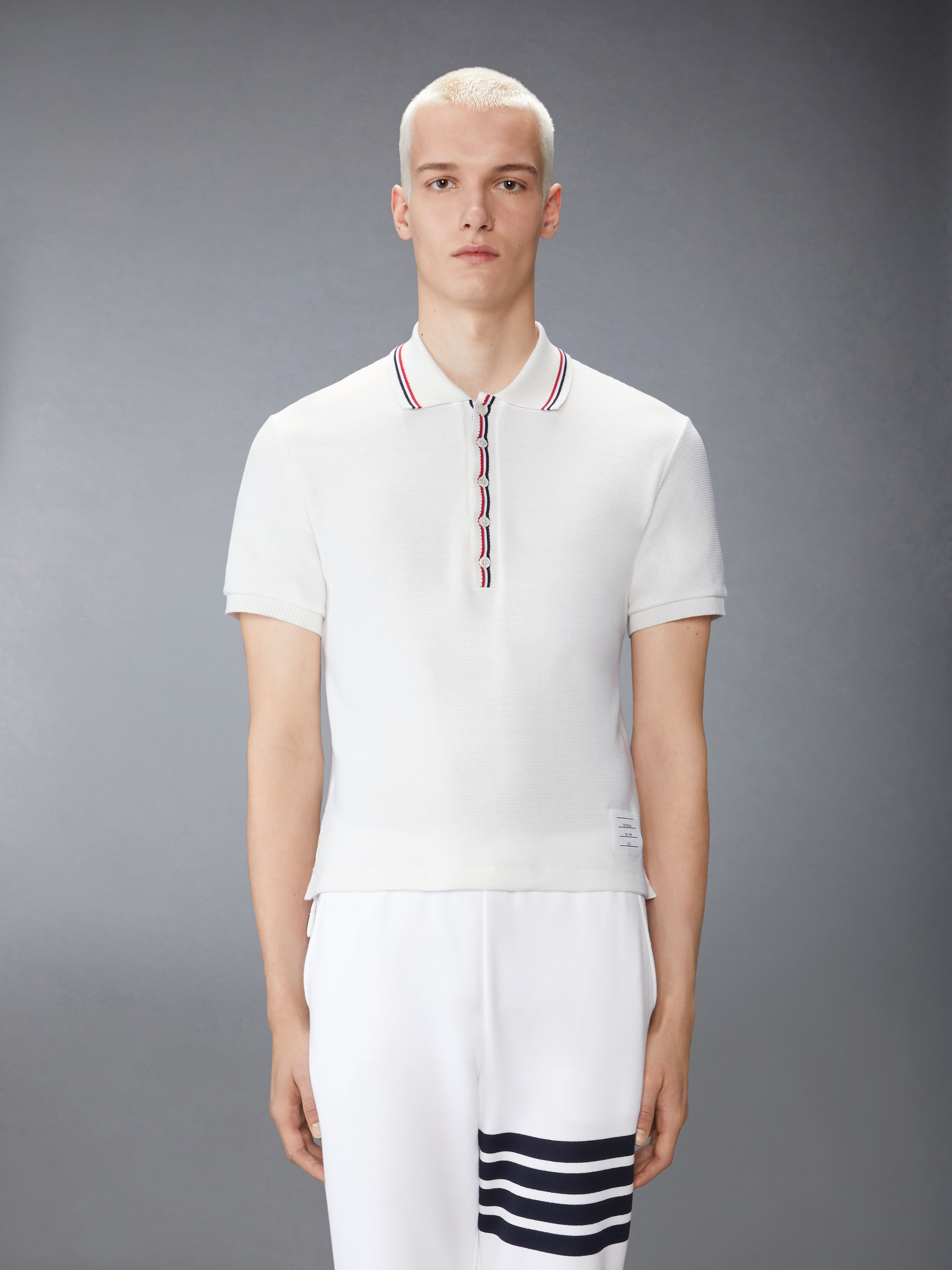 COTTON WAFFLE RIB CUFF POLO - 2