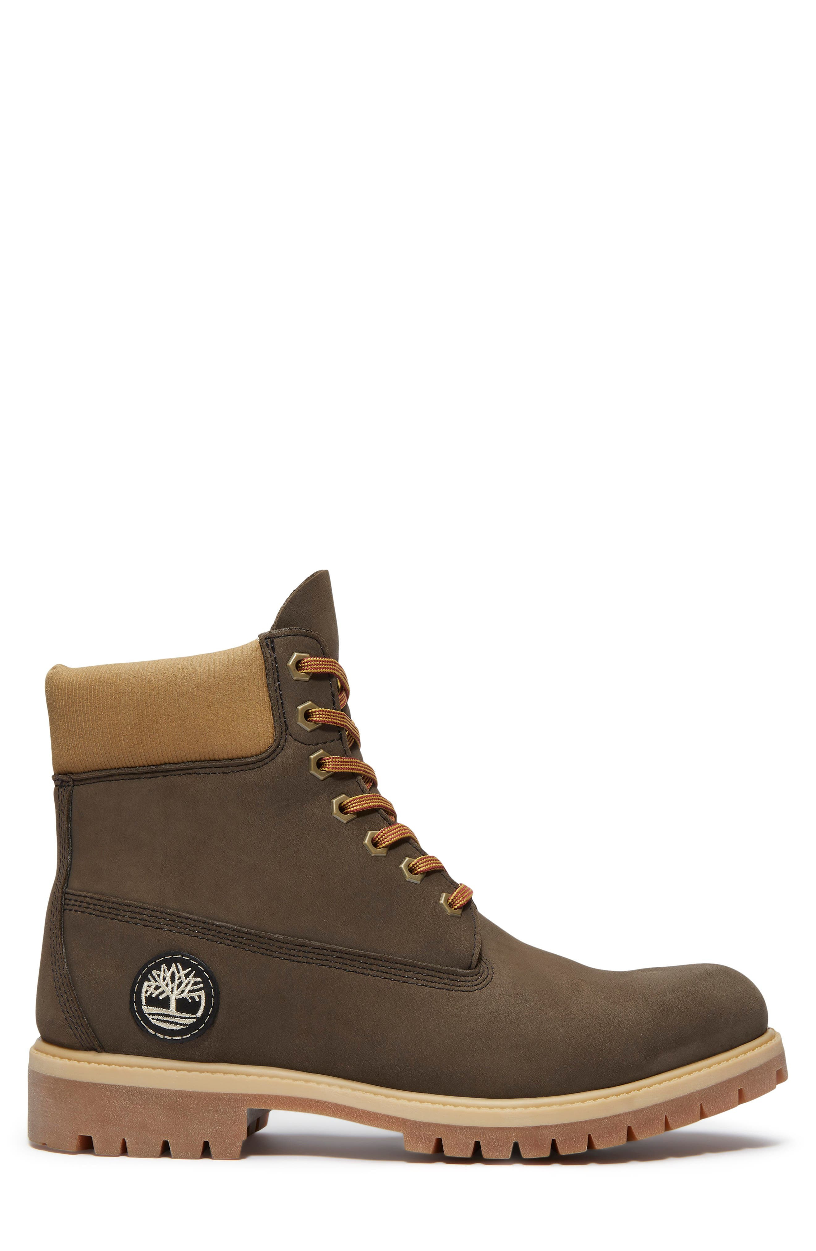 Timberland Premium 6-Inch Waterproof Boot in Dark Brown Nubuck/Olive at Nordstrom - 2