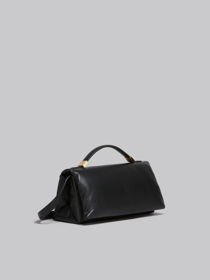 BLACK LEATHER PRISMA TOP HANDLE BAG - 5