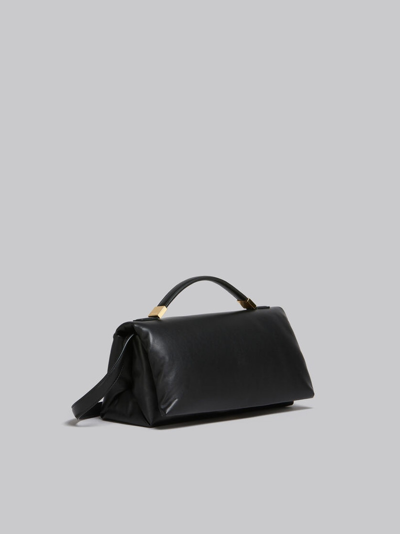 BLACK LEATHER PRISMA TOP HANDLE BAG 5