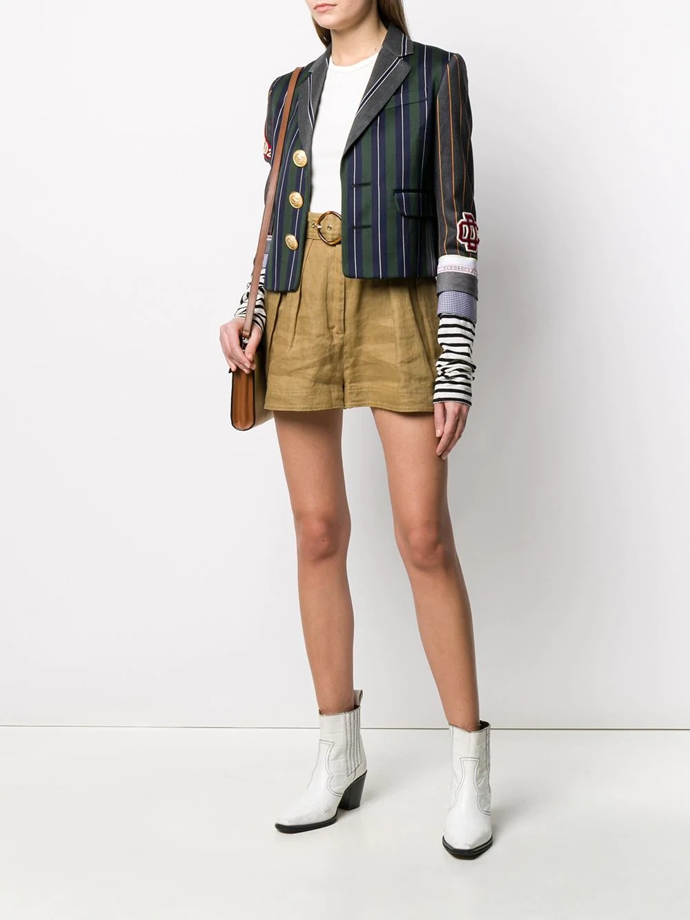 multi-striped deconstructed blazer - 2