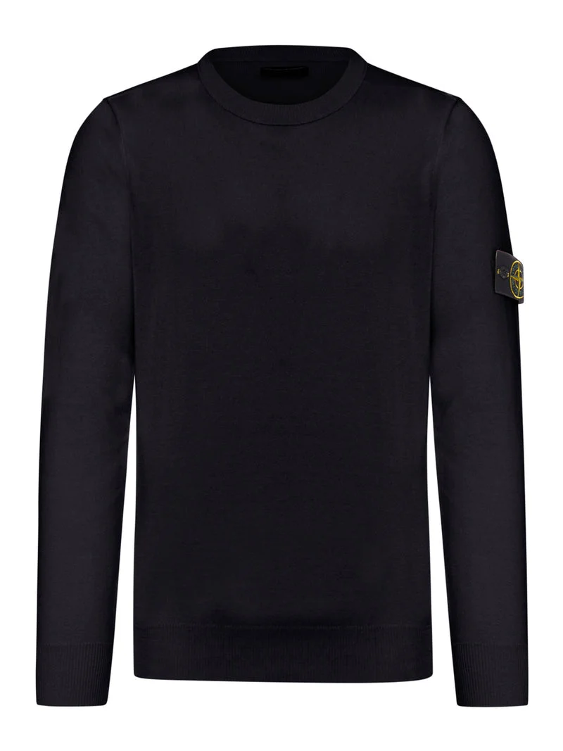 Stone Island Men Stone Island Crew Neck Sweater With Badge Black - 1