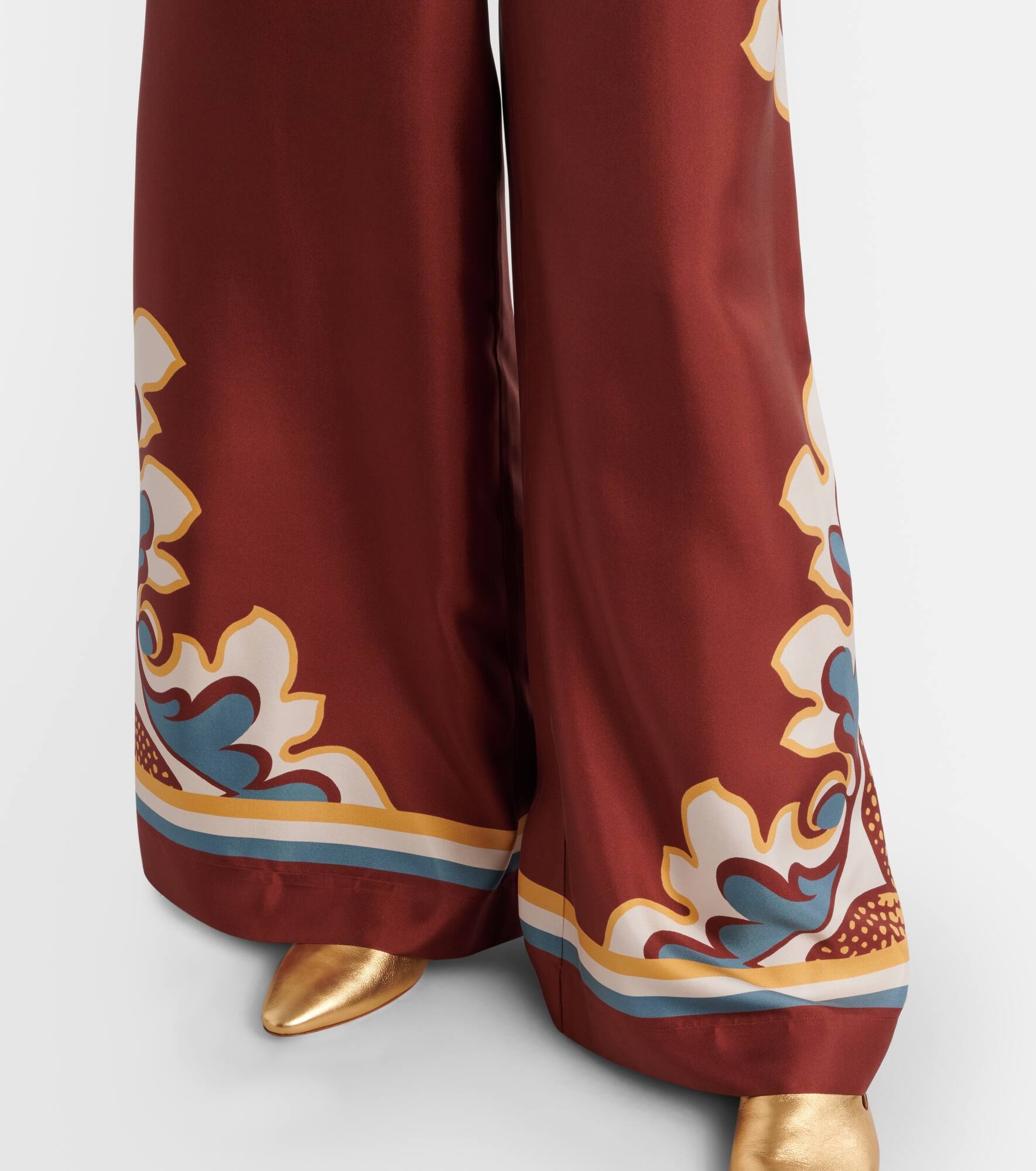 Printed high-rise silk twill palazzo pants - 5