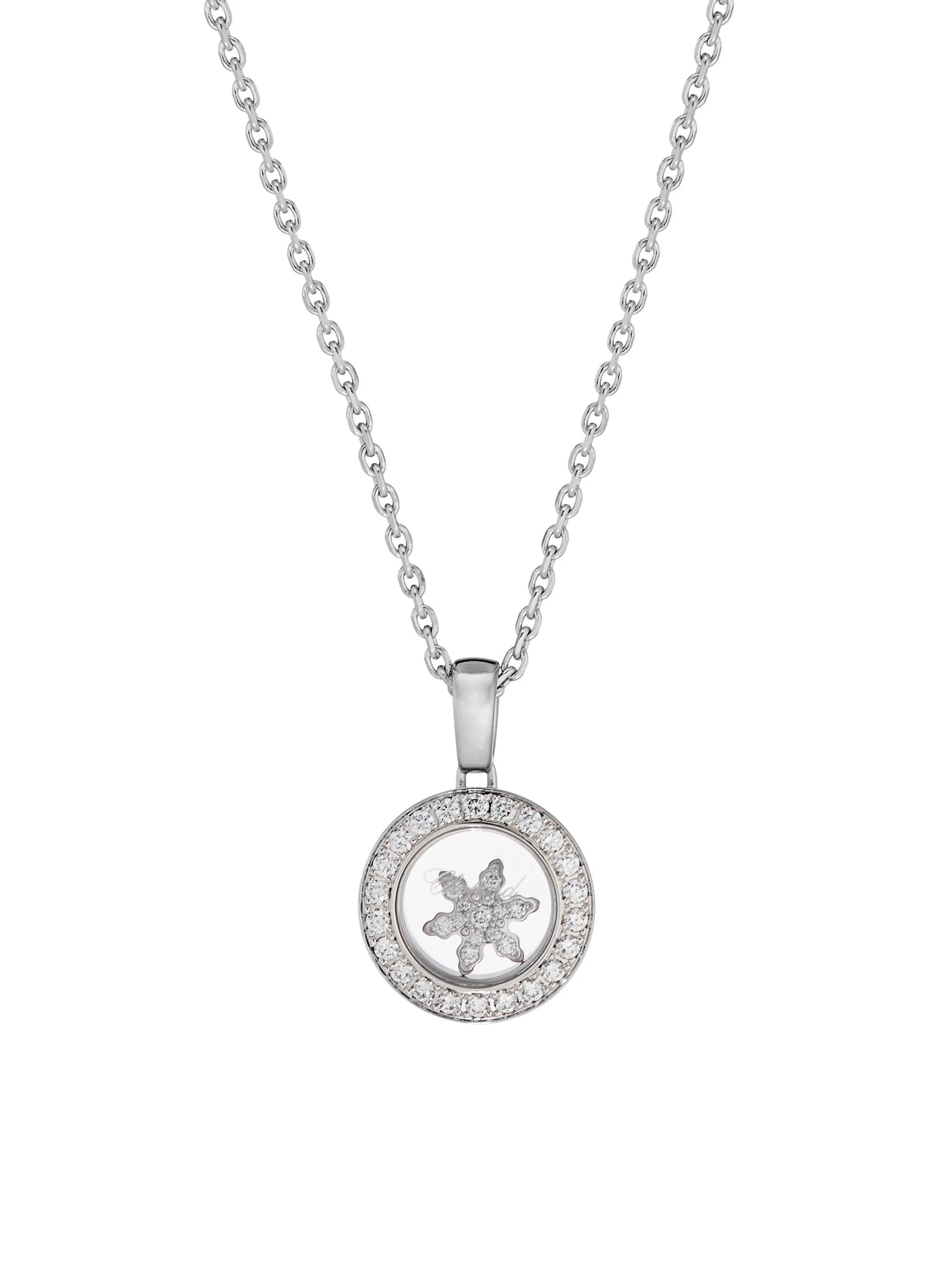 Women's Happy Diamonds 18K White Gold & Diamond Snowflake Pendant Necklace - White Gold - 1