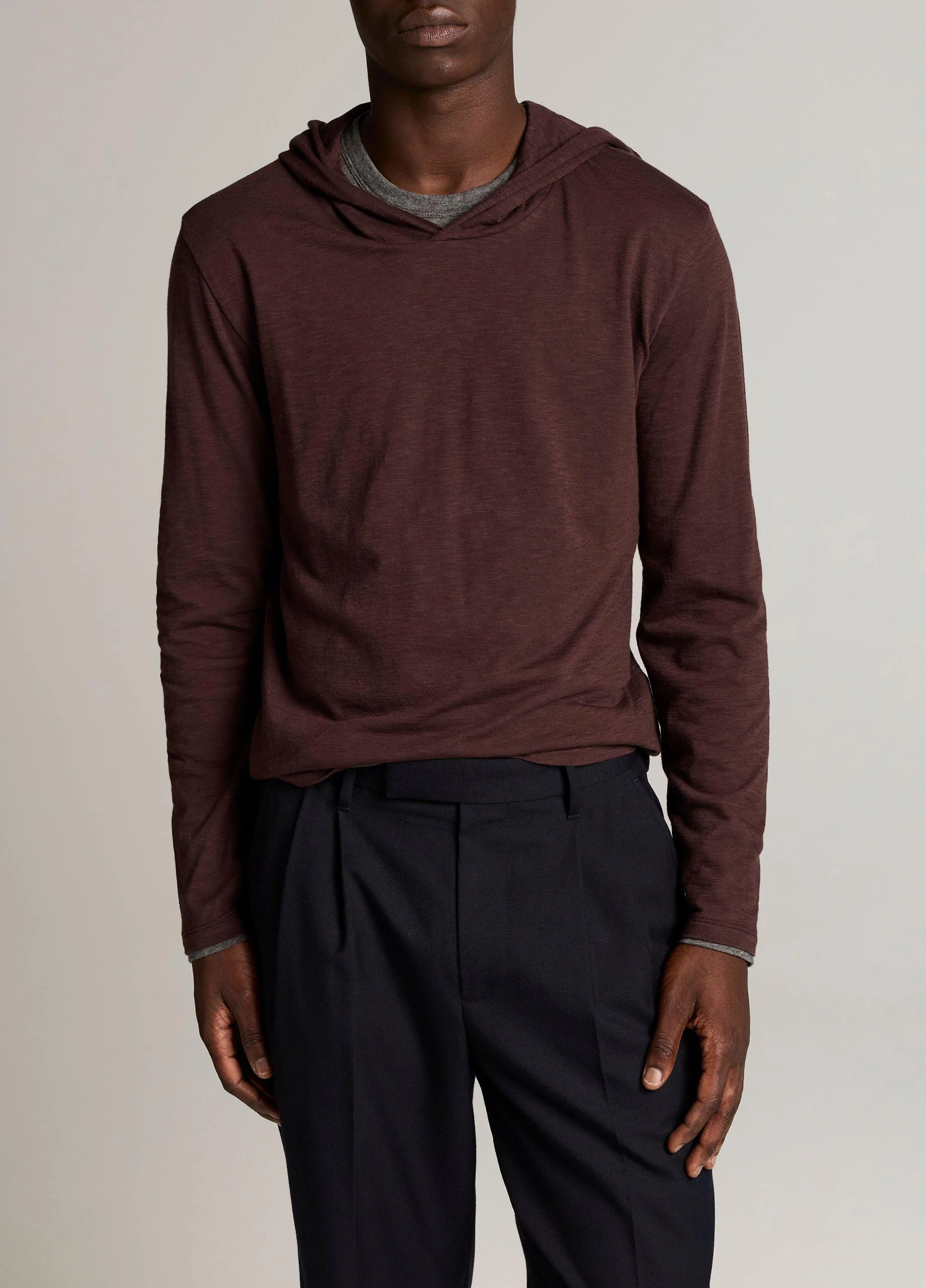 Slub Pima Cotton Double-Layer Hoodie - 1