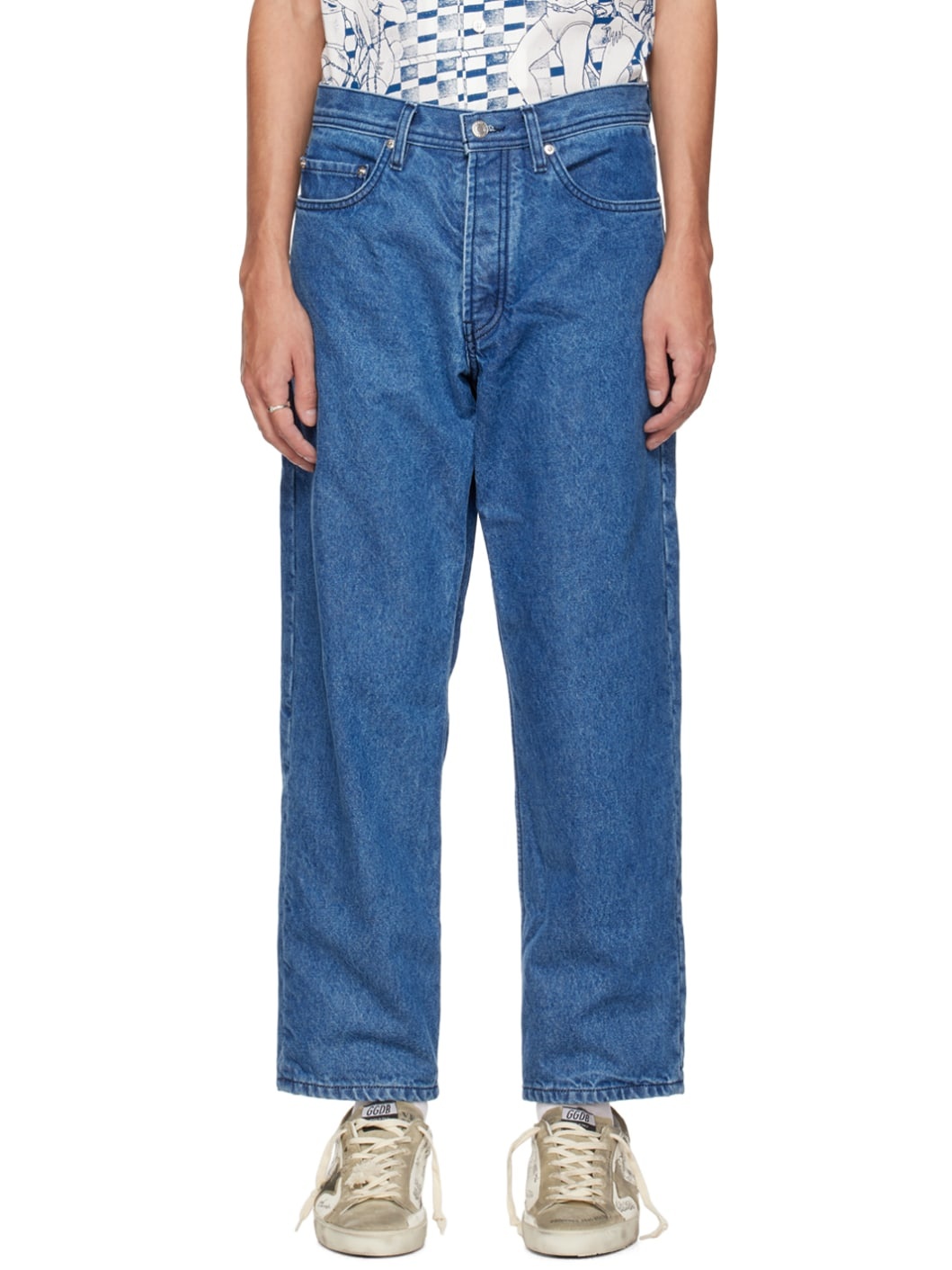 Blue Flannel Lined Jeans - 1