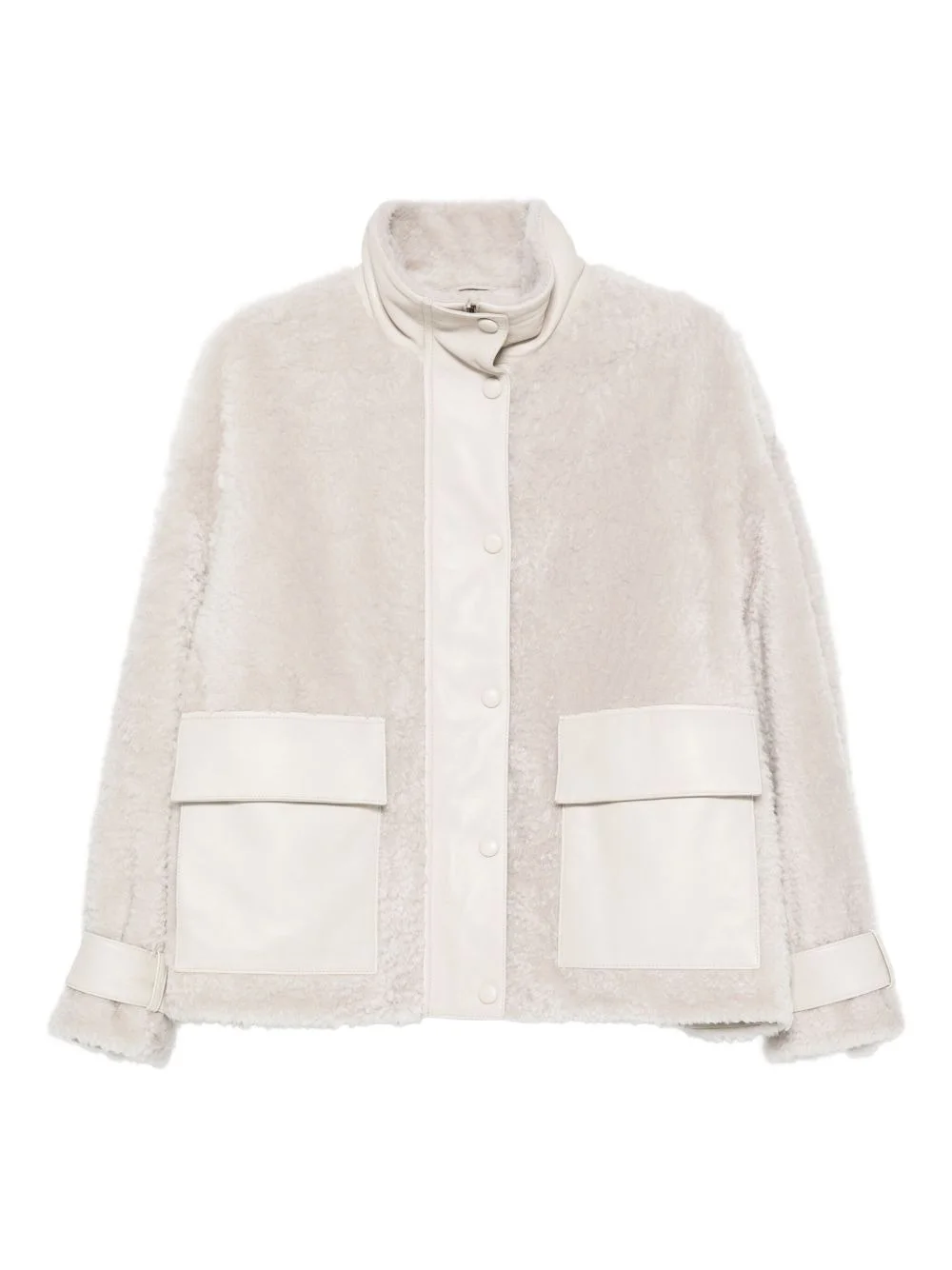 patch-pocket shearling jacket - 1