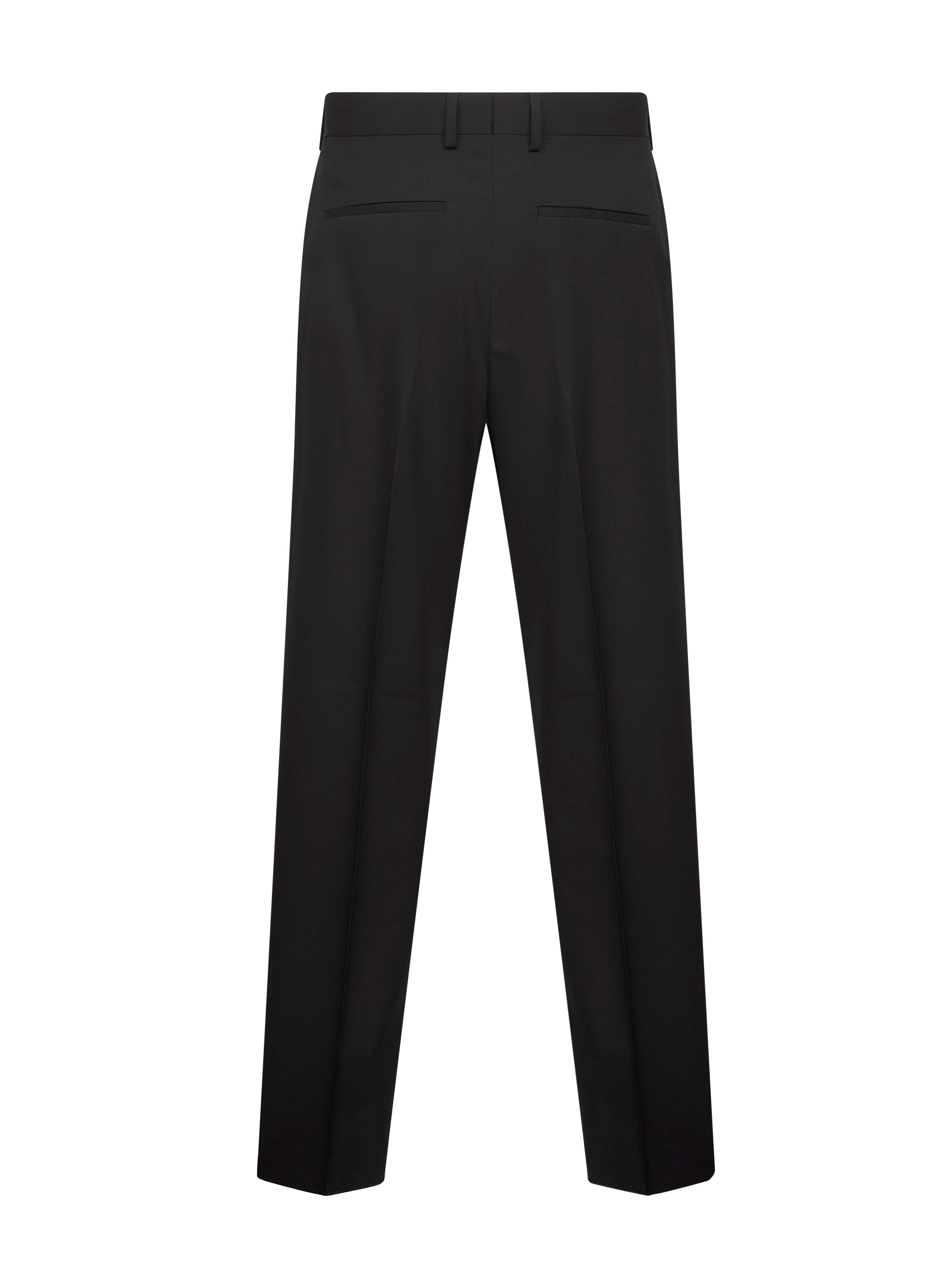 Fendi Men Black Wool Gabardine Cigarette Trousers - 2