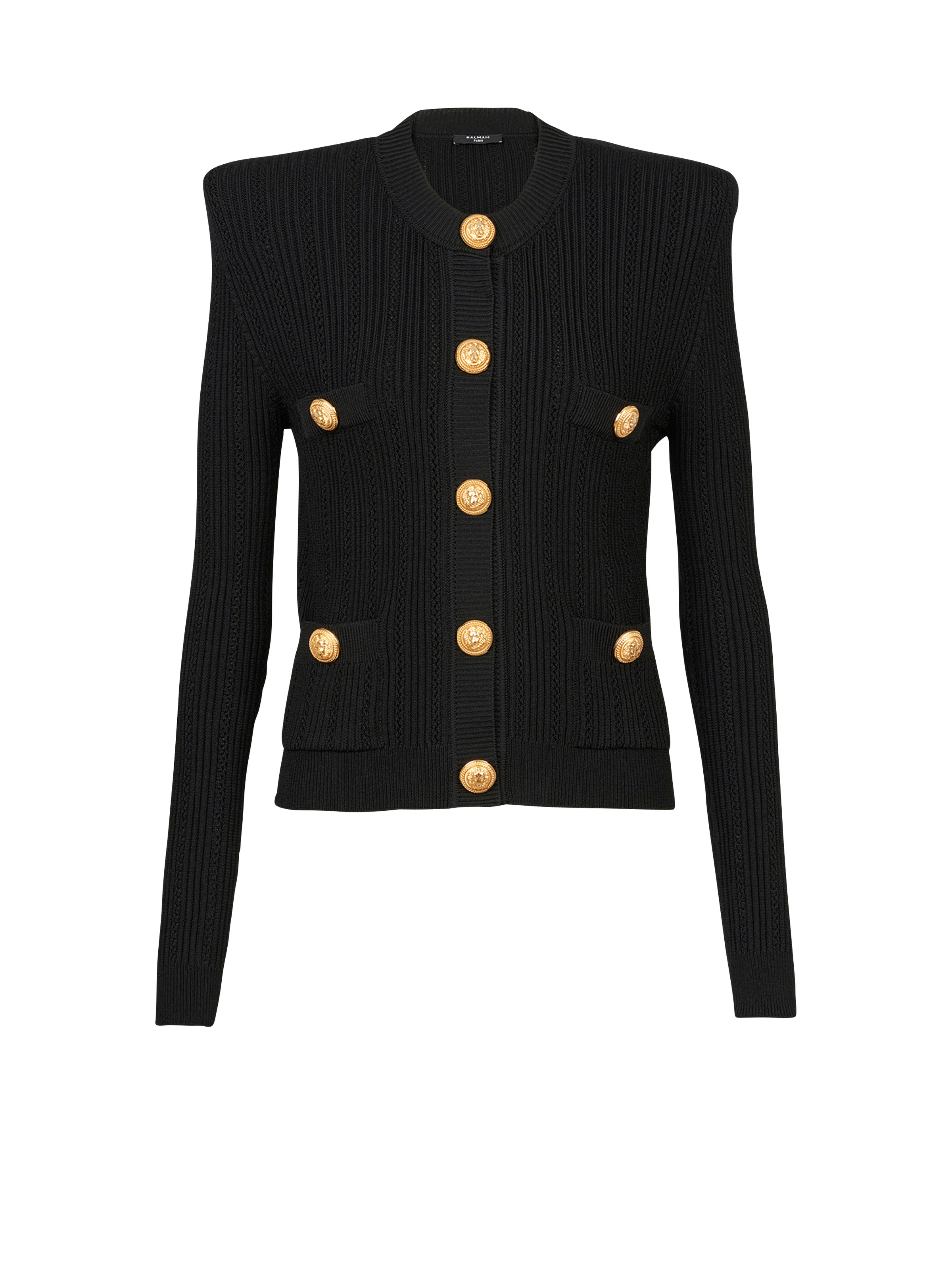 Cropped eco-designed knit cardigan with gold-tone buttons - 1