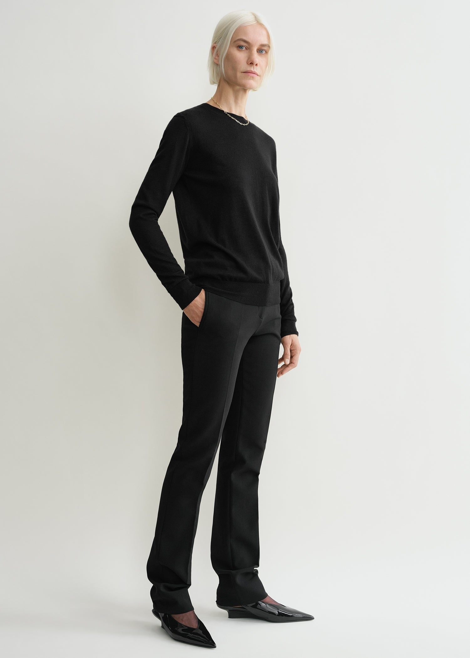Fine crew-neck knit black - 3