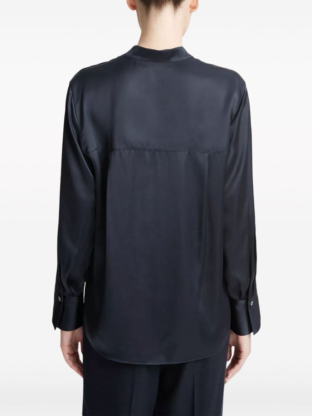 band-collar satin shirt - 3