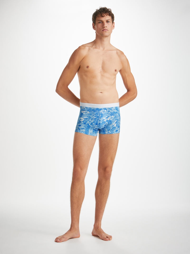 Men's Boxer Briefs Marrakech 1 Pima Cotton Stretch Blue - 3
