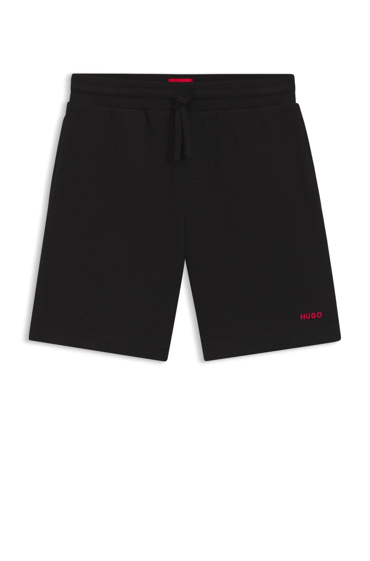 WAFFLE-STRUCTURED PAJAMA SHORTS WITH EMBROIDERED LOGO - 1