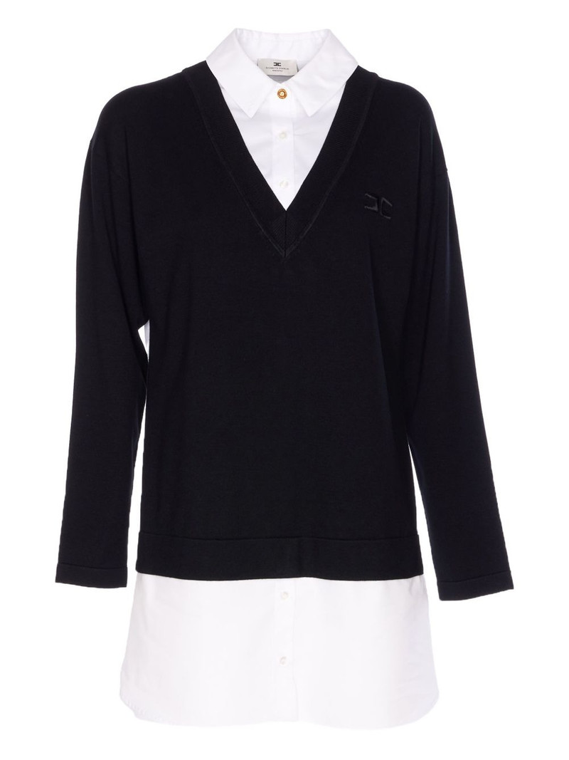 embroidered-logo V-neck mini day dress 1