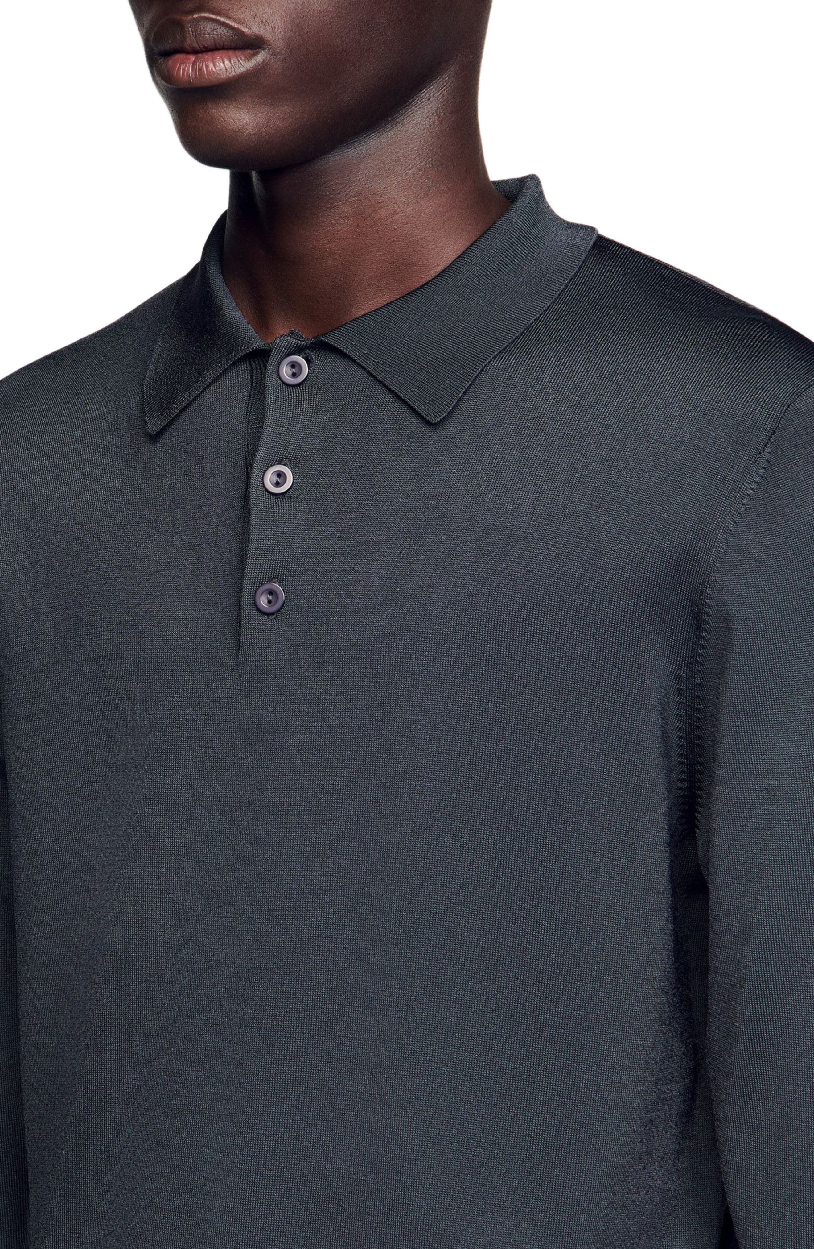 SANDRO Ribbed polo shirt in Fonte at Nordstrom - 3