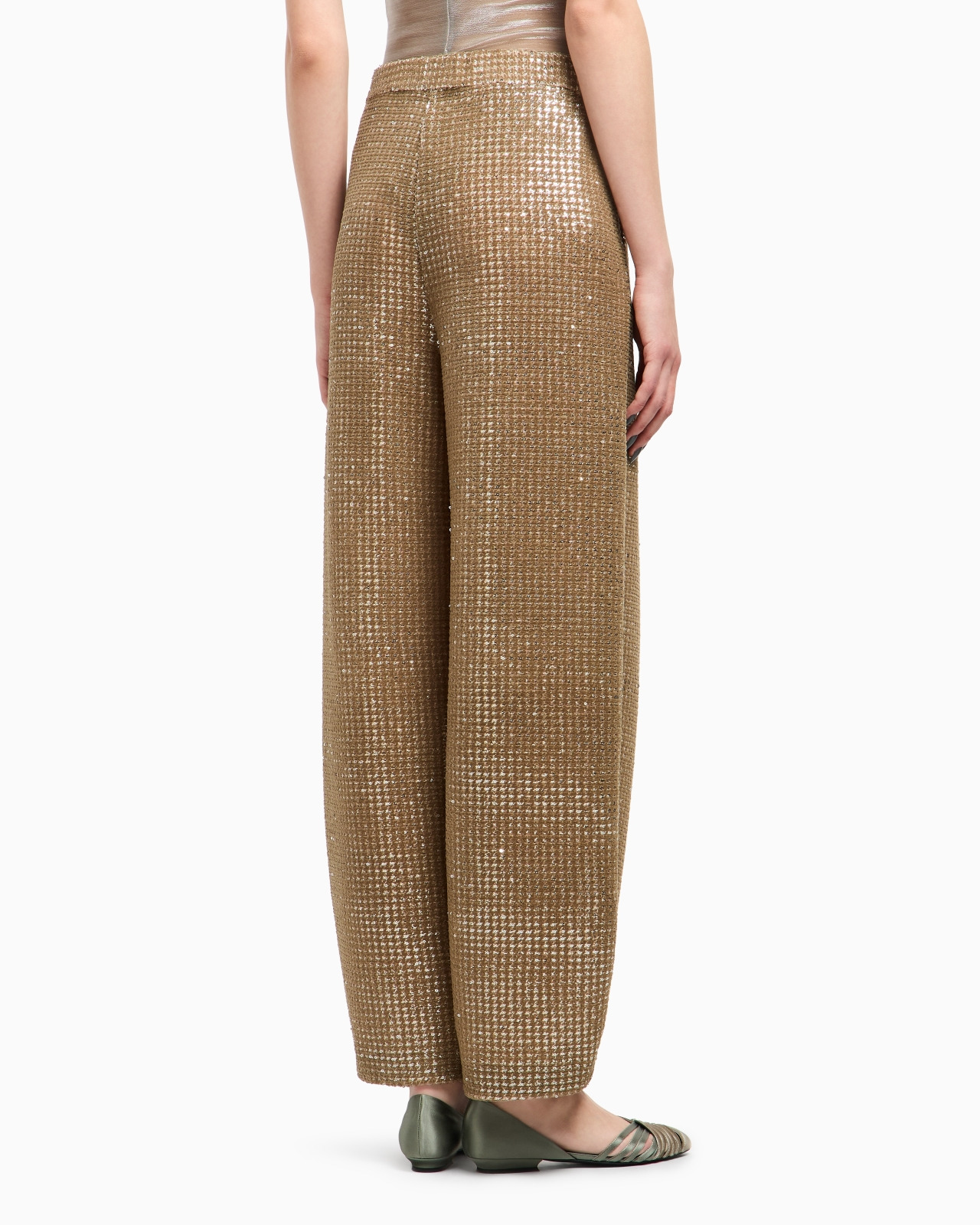 SINGLE-PLEAT JERSEY TROUSERS WITH A FLOCKED PRINT AND SEQUINS - 3