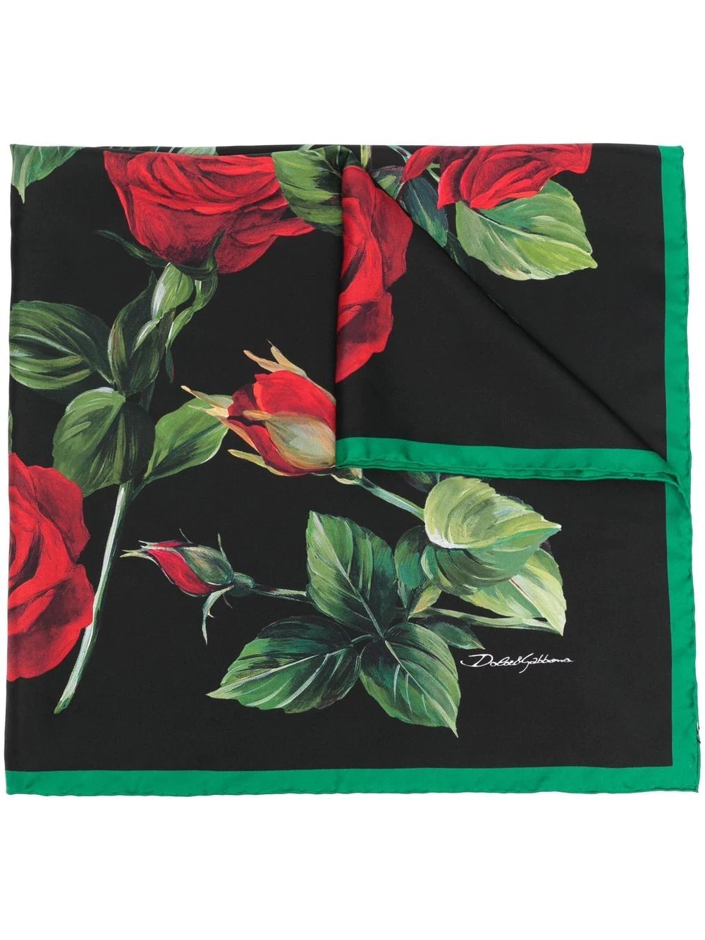 rose-print silk scarf - 1