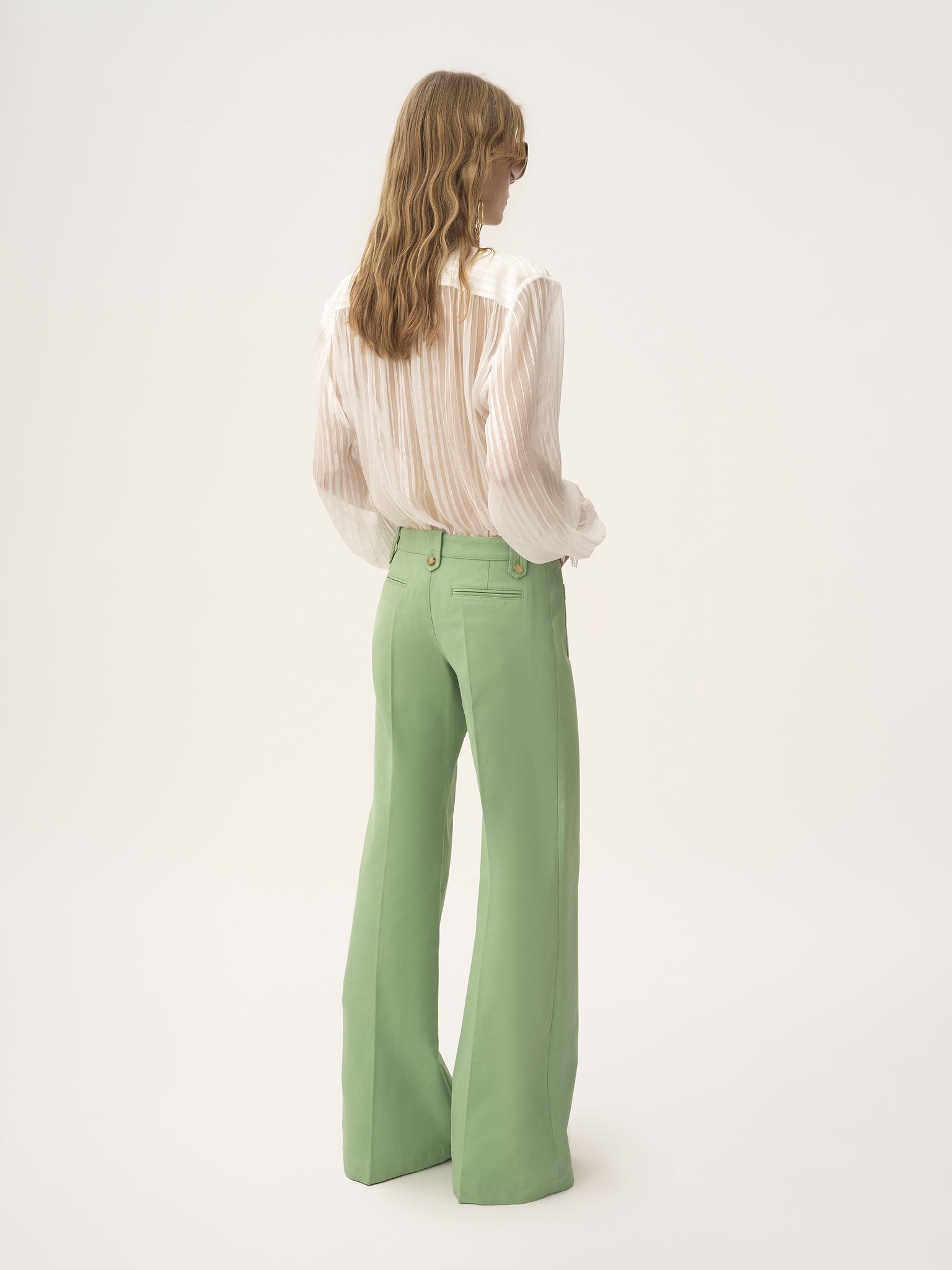 GATHERED BLOUSE IN SILK MOUSSELINE & LACE - 5
