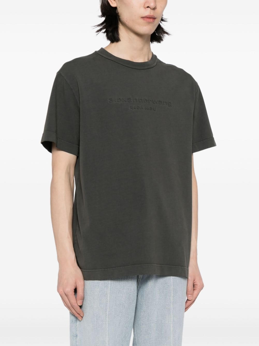 logo-embossed crew neck T-shirt - 4