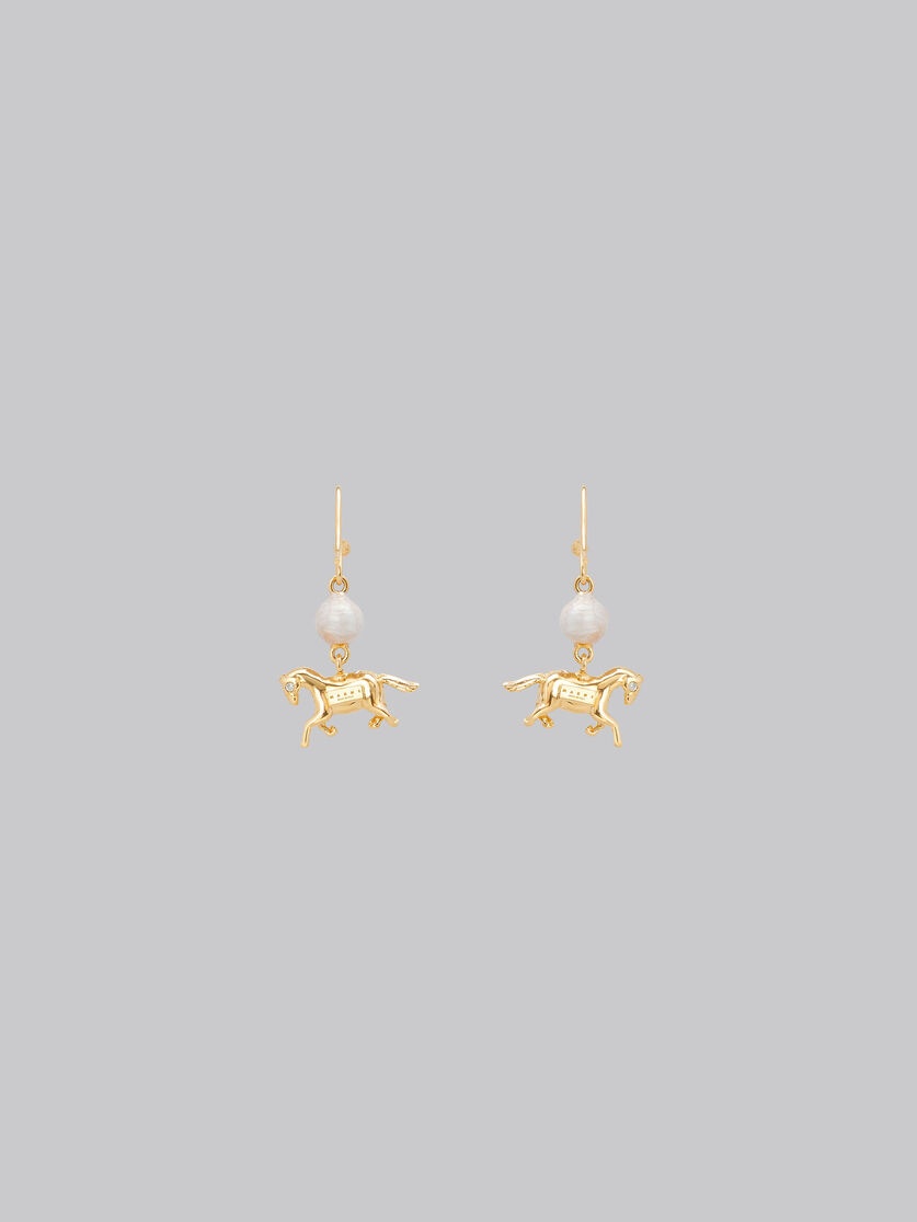 GOLD HORSE DROP EARRINGS - 3