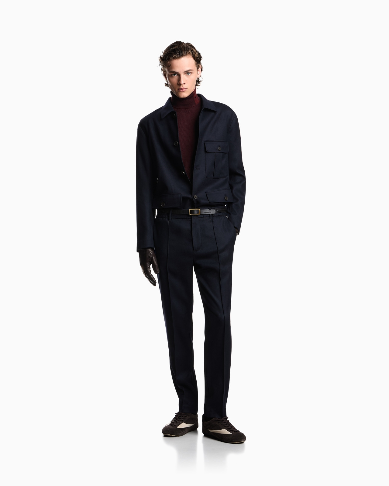 STRETCH-TWILL VIRGIN-WOOL TROUSERS WITH RIBBING - 2