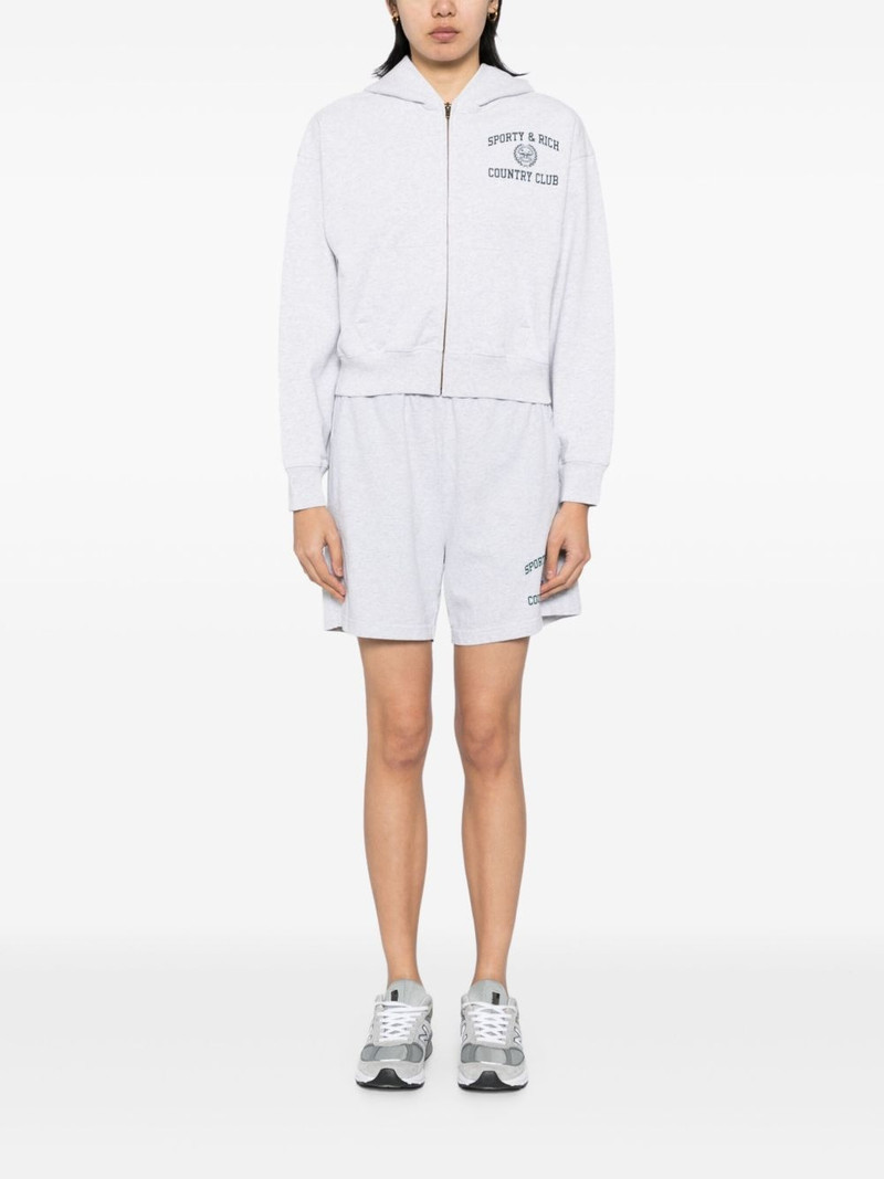 Sporty & Rich varsity crest cropped zip hoodie outlook