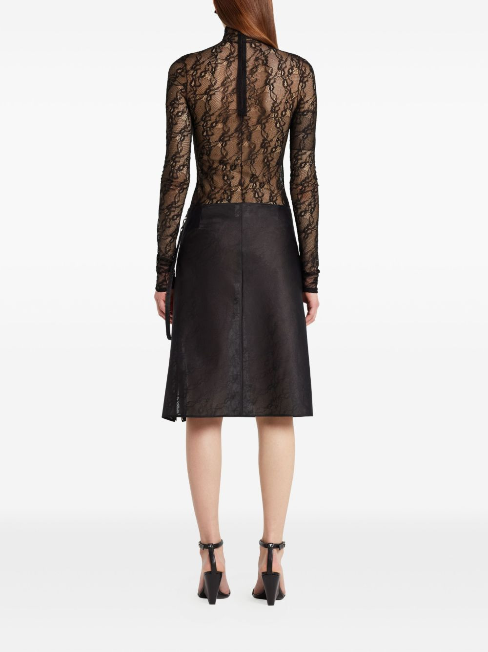 lace-panel high-neck top - 4