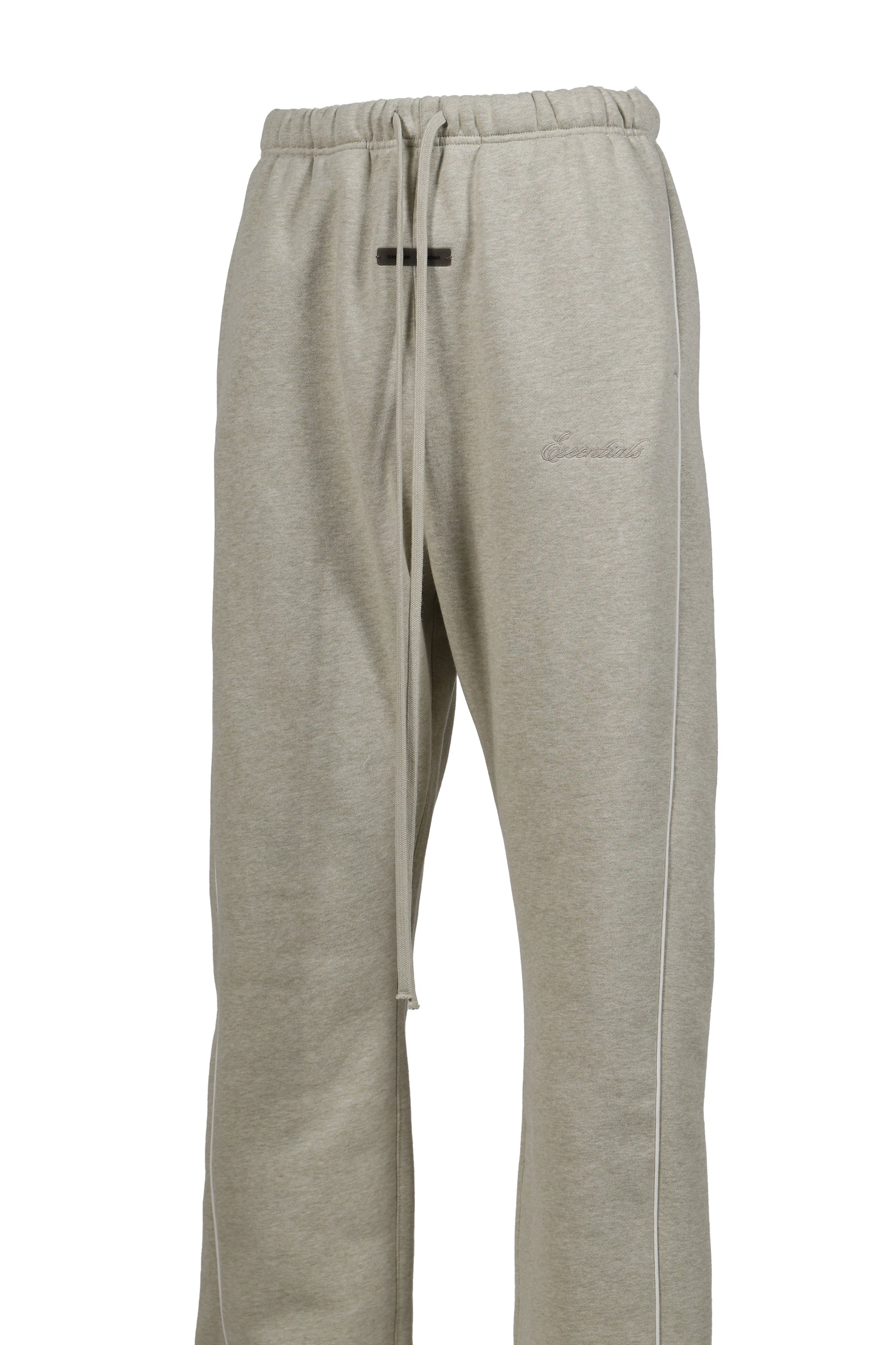 RELAXED FLEECE SWEATPANT WITH PIPING / HEATHER STONE/CLOUD WHT - 4