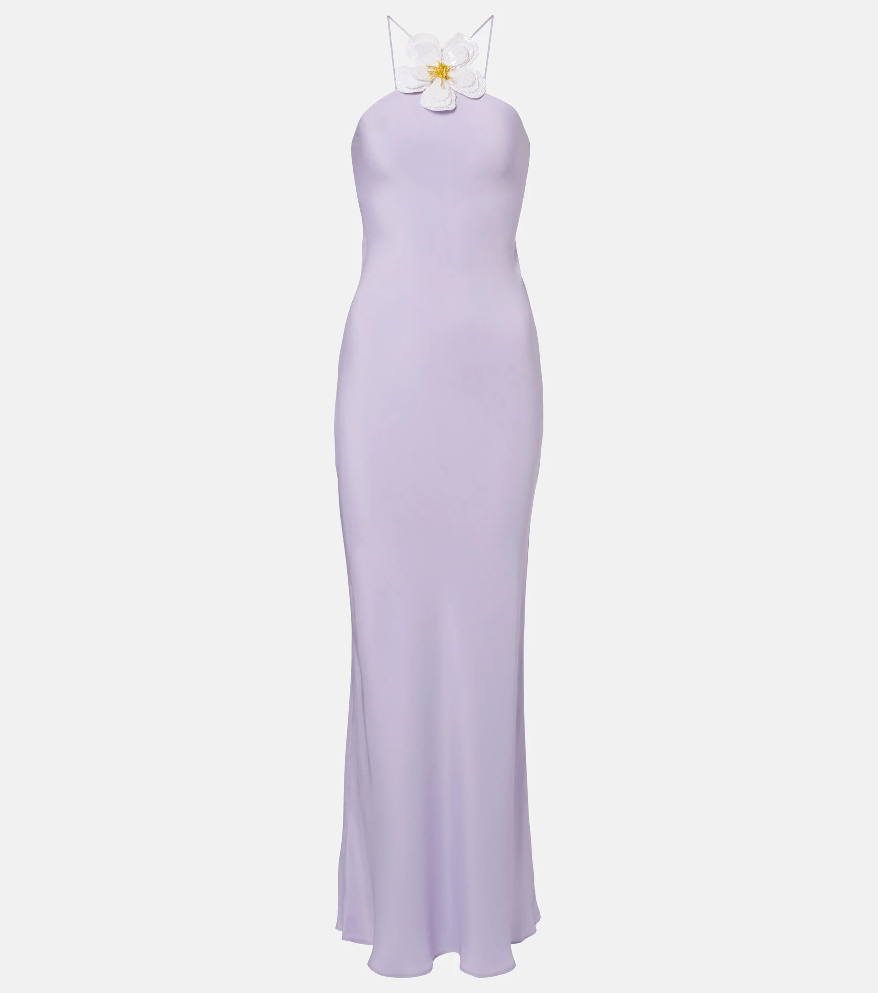Floral-appliqué silk crêpe maxi dress - 1