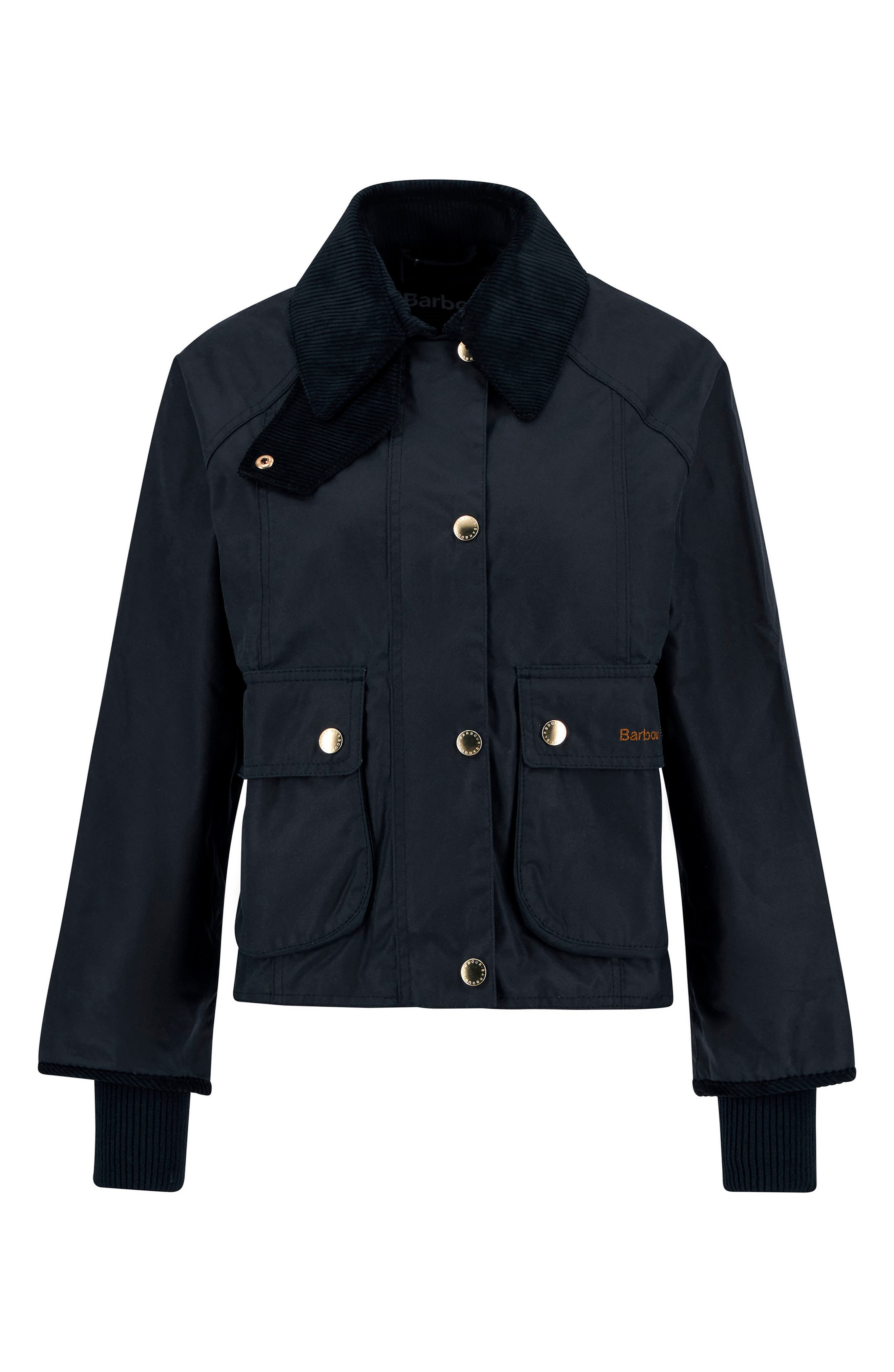 Barbour Beadnell Crop Waxed Cotton Jacket in Navy Classic at Nordstrom - 4
