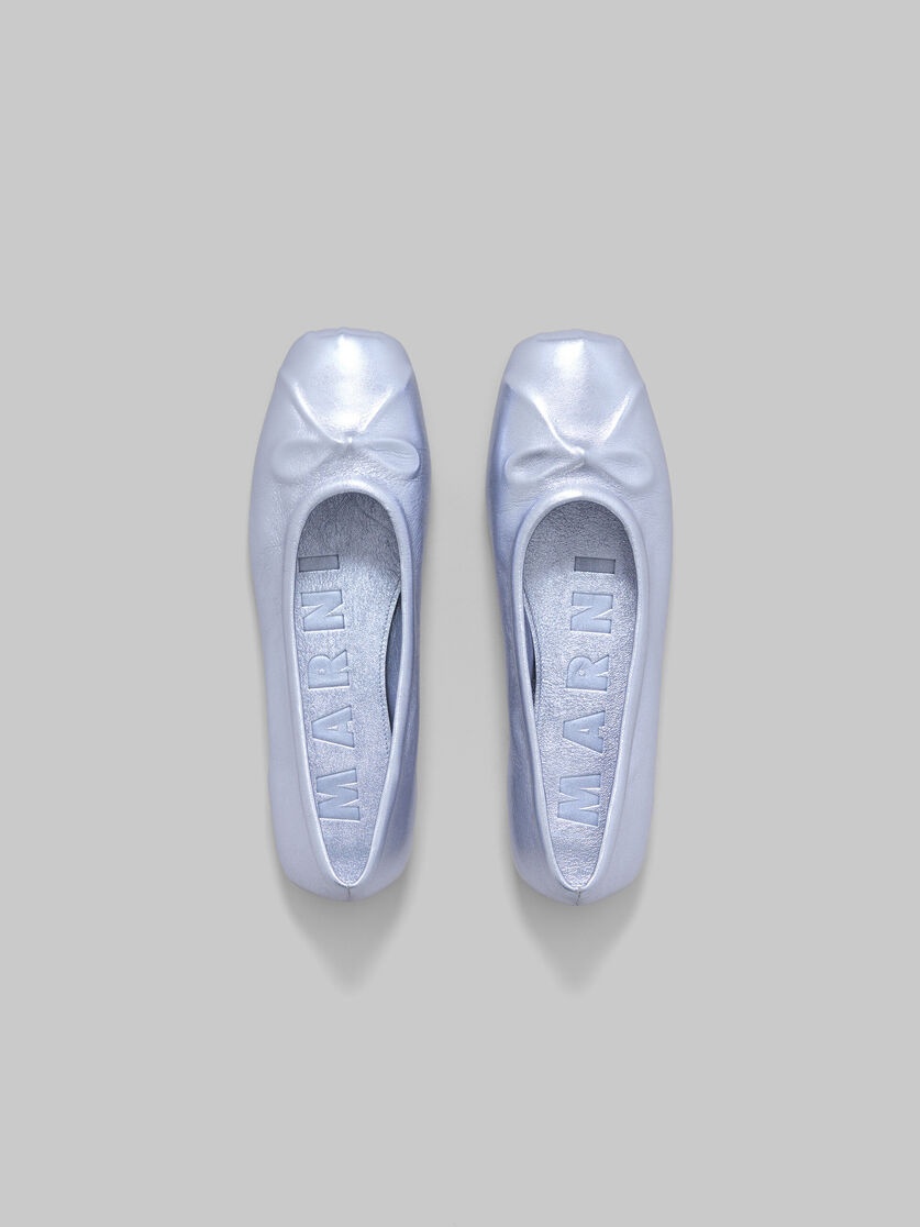 LIGHT BLUE NAPPA LEATHER SEAMLESS LITTLE BOW BALLET FLAT - 4