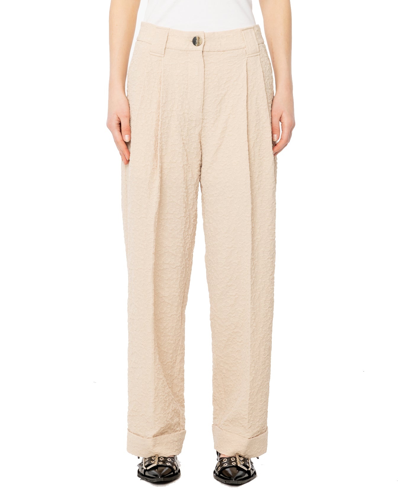 Textured Suiting Mid Waist Pants - 1