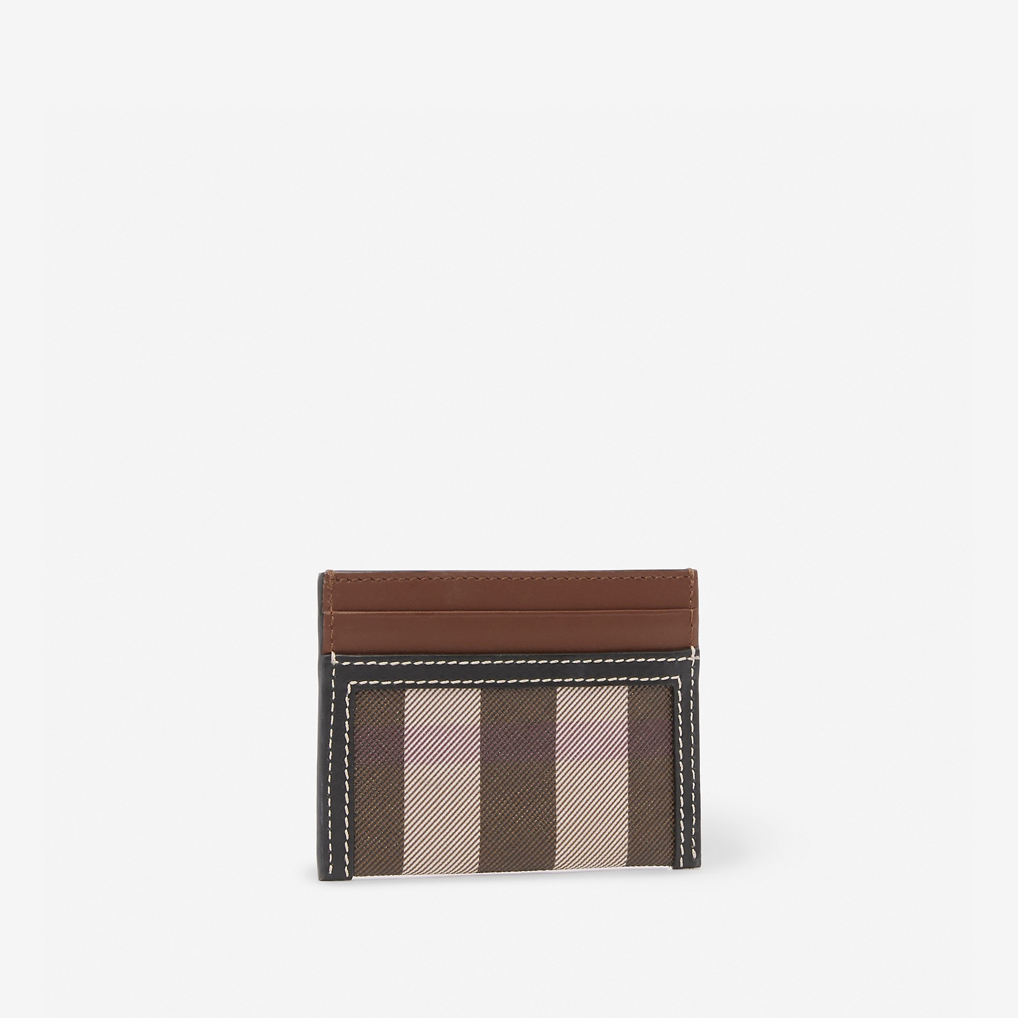 Check and Two-tone Leather Card Case - 4